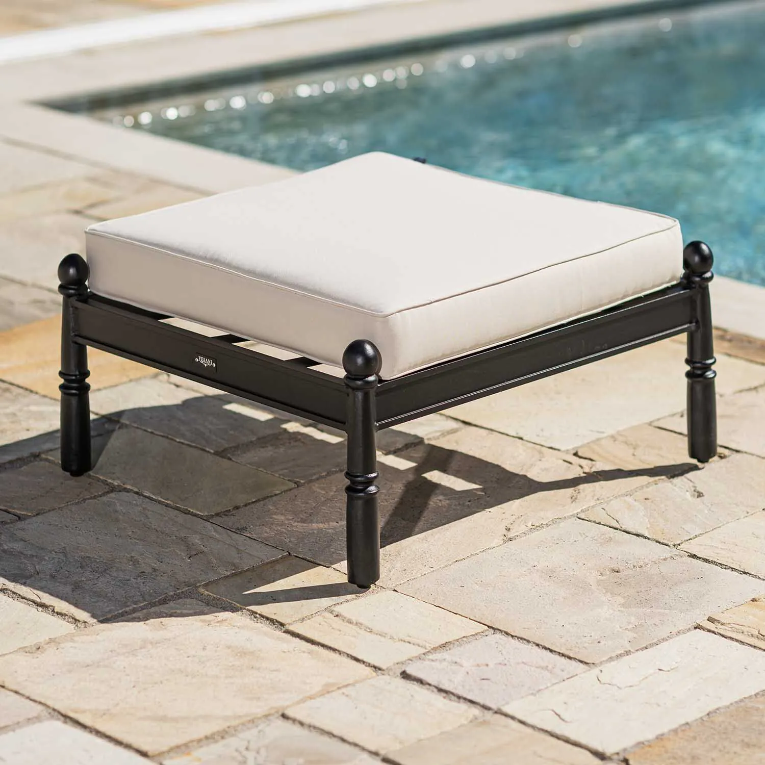 Fotpall Utomhus Svart Aluminium Capri