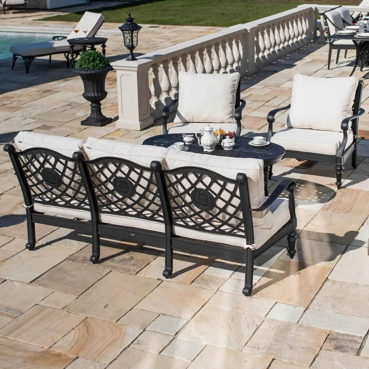 Loungeset Svart Aluminium 5-pers - Florence