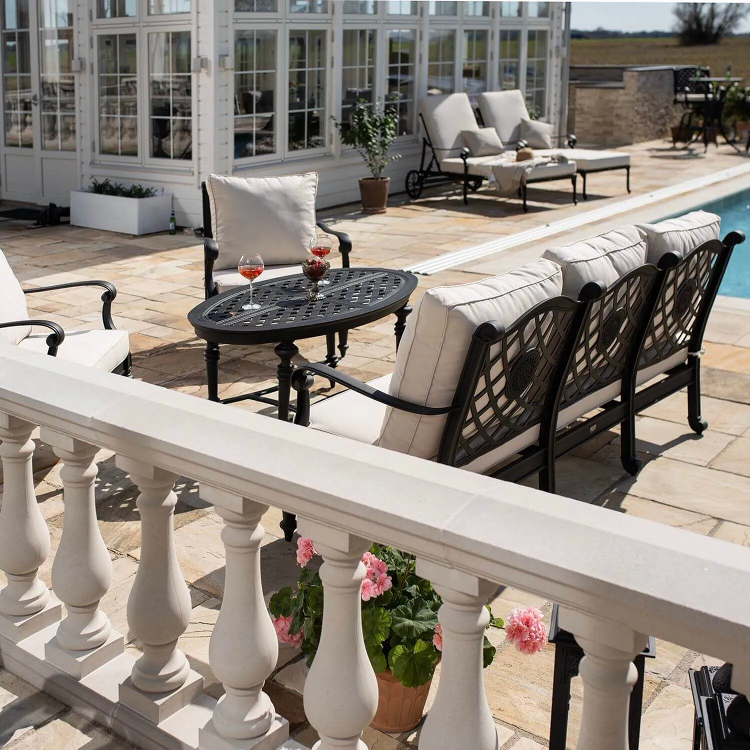 Loungeset Svart Aluminium 5-pers - Florence