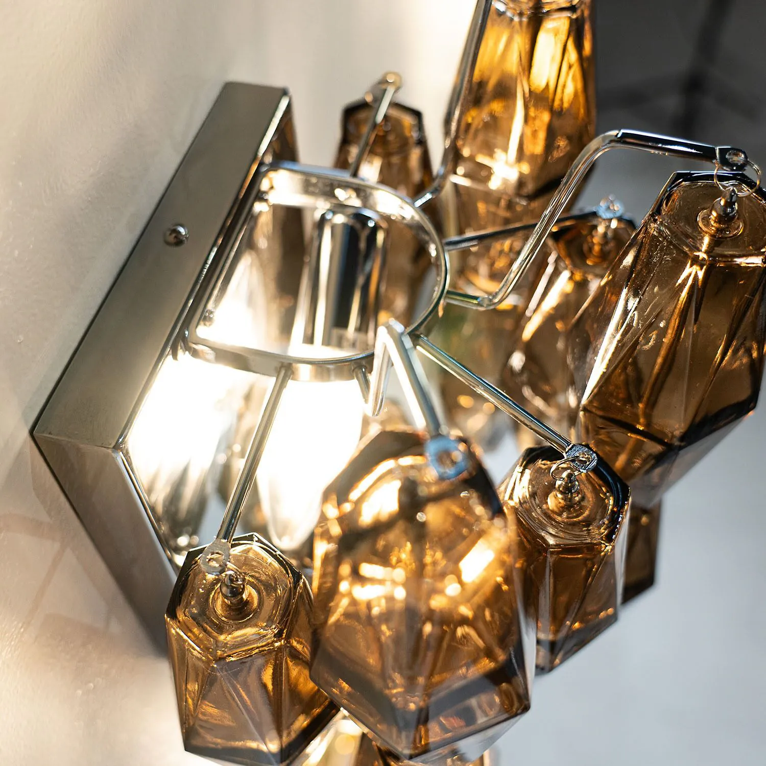 Vägglampa Kristall Krom/Cognac - Catania