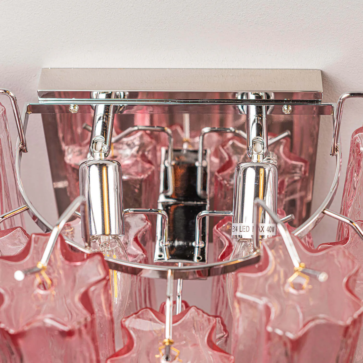 Vägglampa Kristall Rosa/Krom - Cagliari
