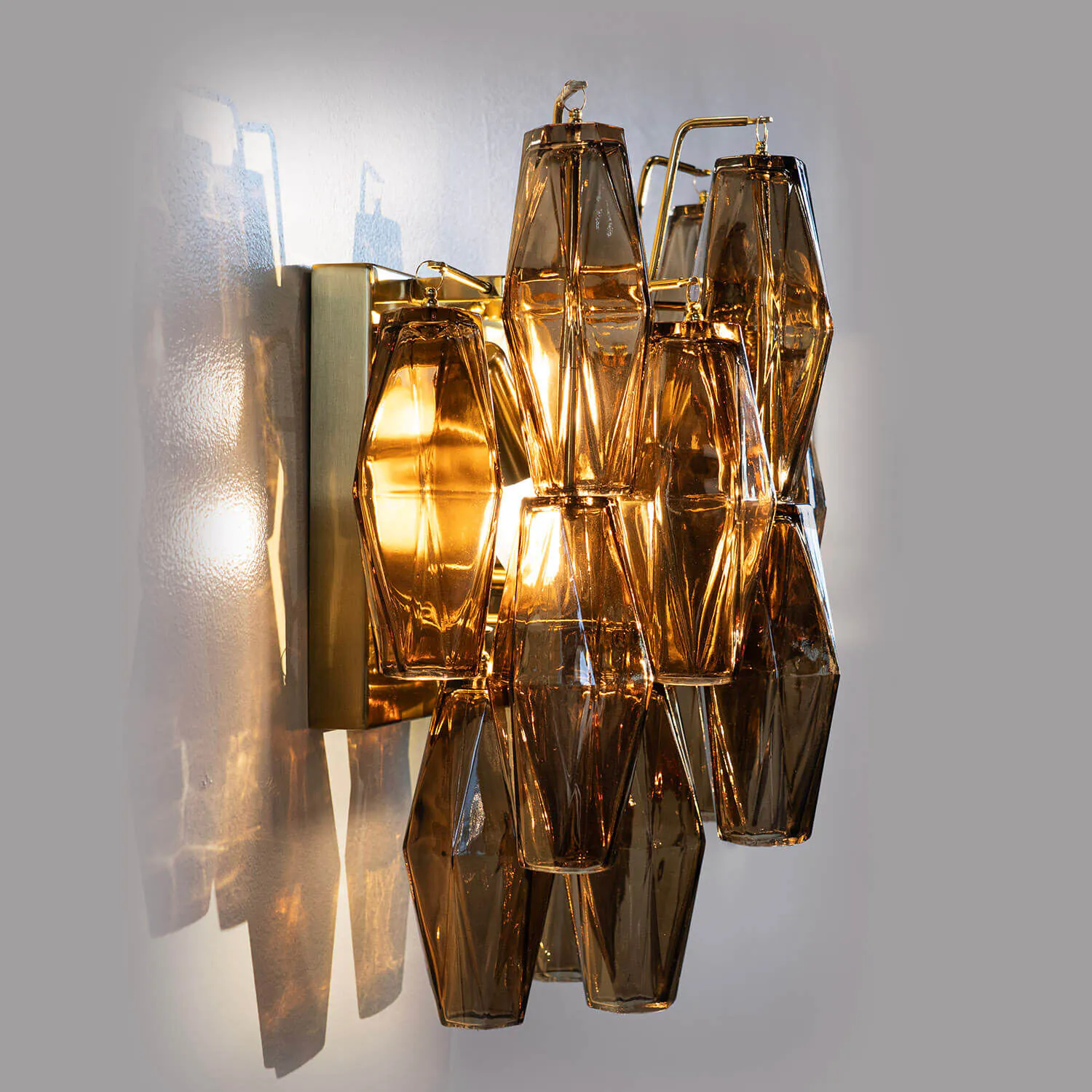 Vägglampa Kristall Mässing/Cognac - Catania