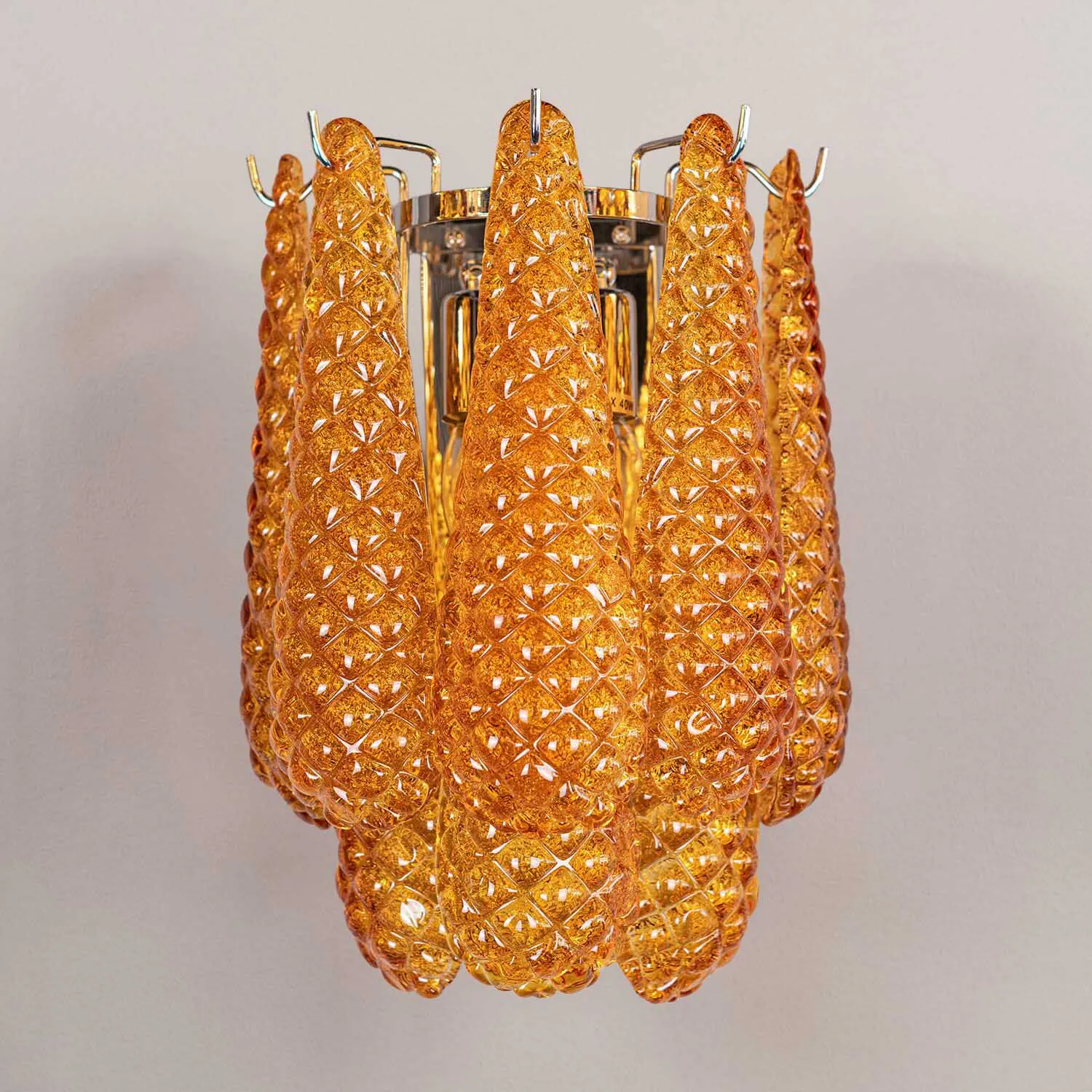 Vägglampa Kristall Bärnsten/Krom - Neapel