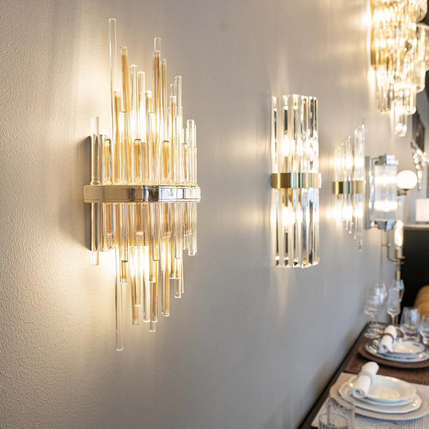 Kristall Vägglampa Krakow Guld H43cm