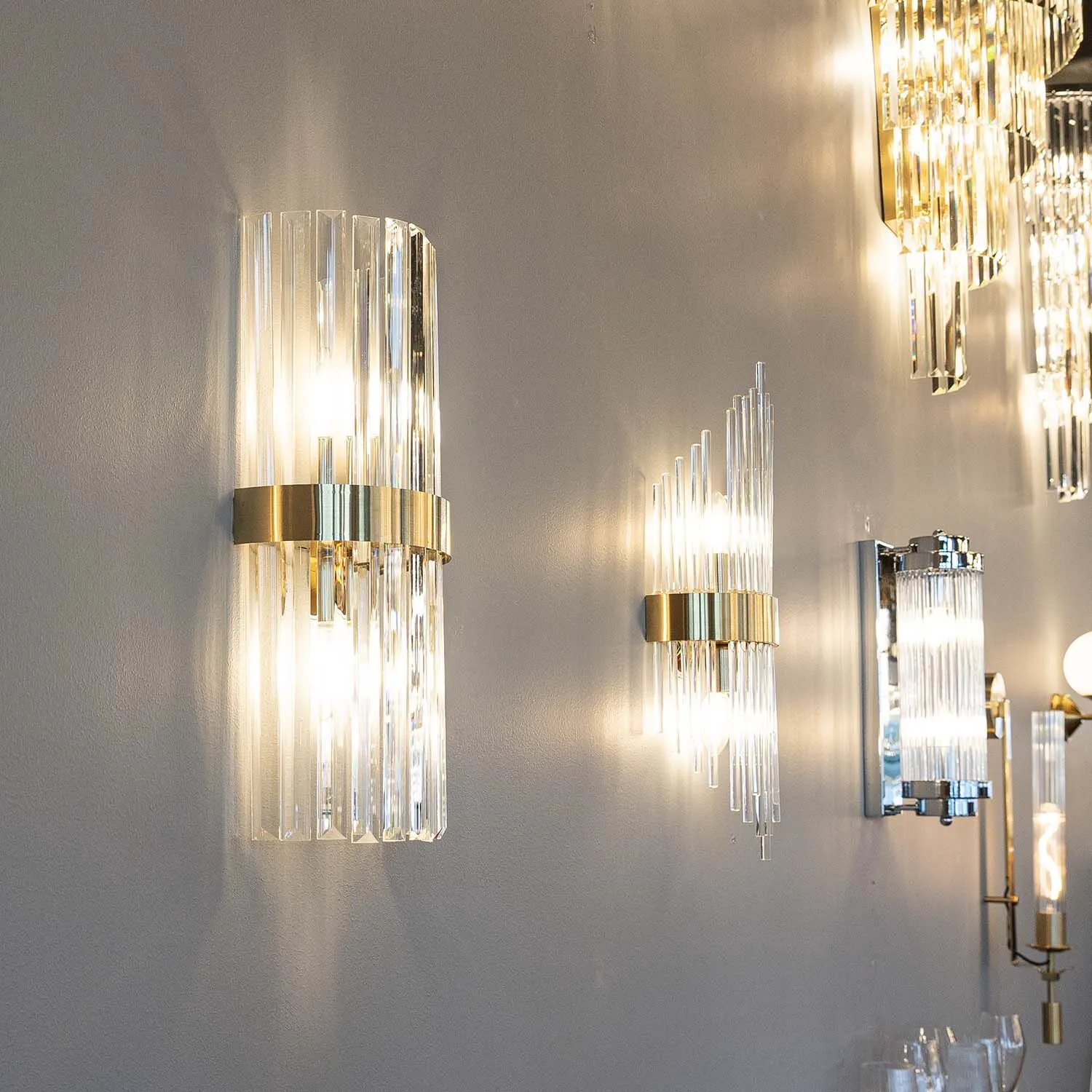 Kristall Vägglampa Milan Guld H45cm