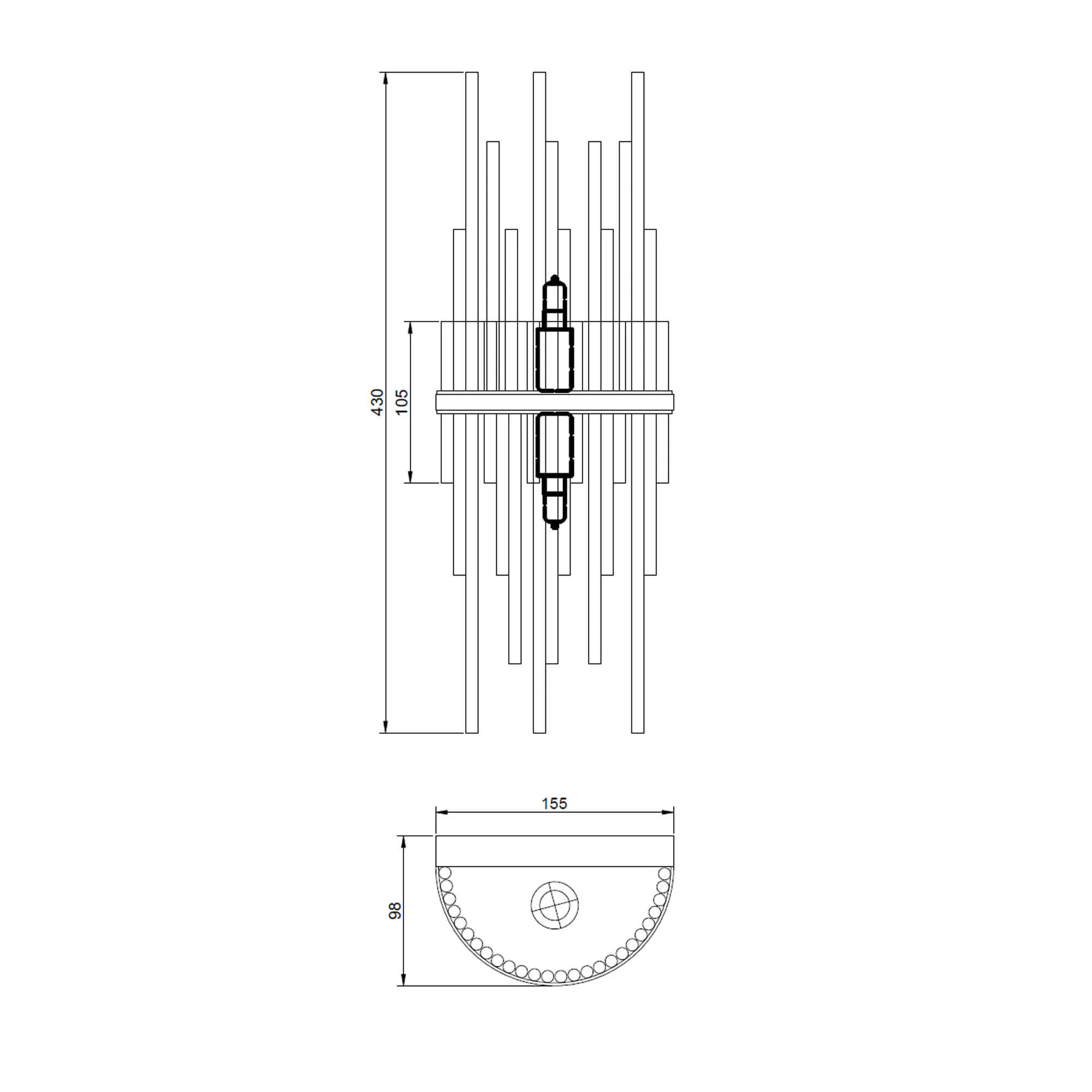 Kristall Vägglampa Krakow Guld H43cm