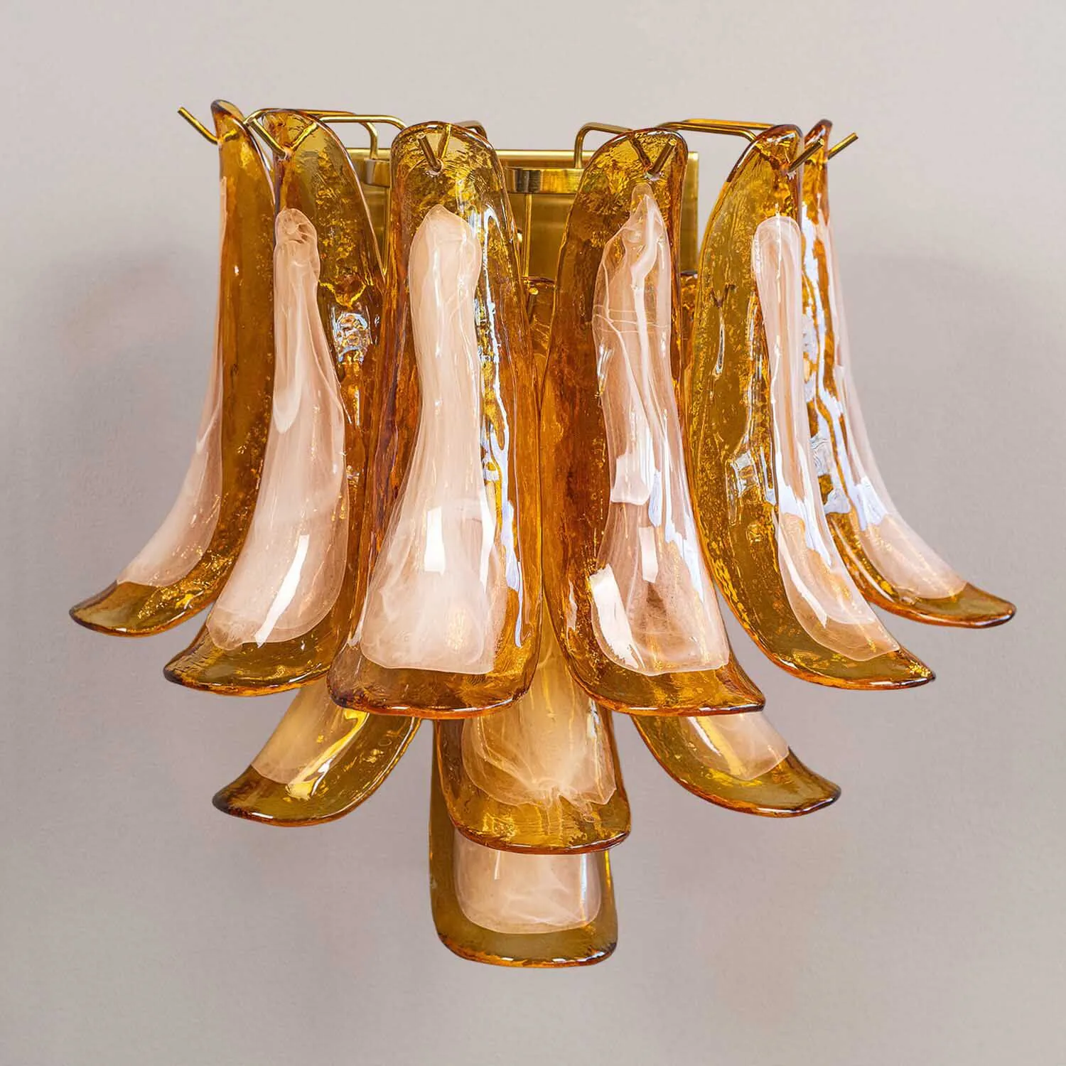 Vägglampa Kristall Bärnsten/Mässing - Livorno