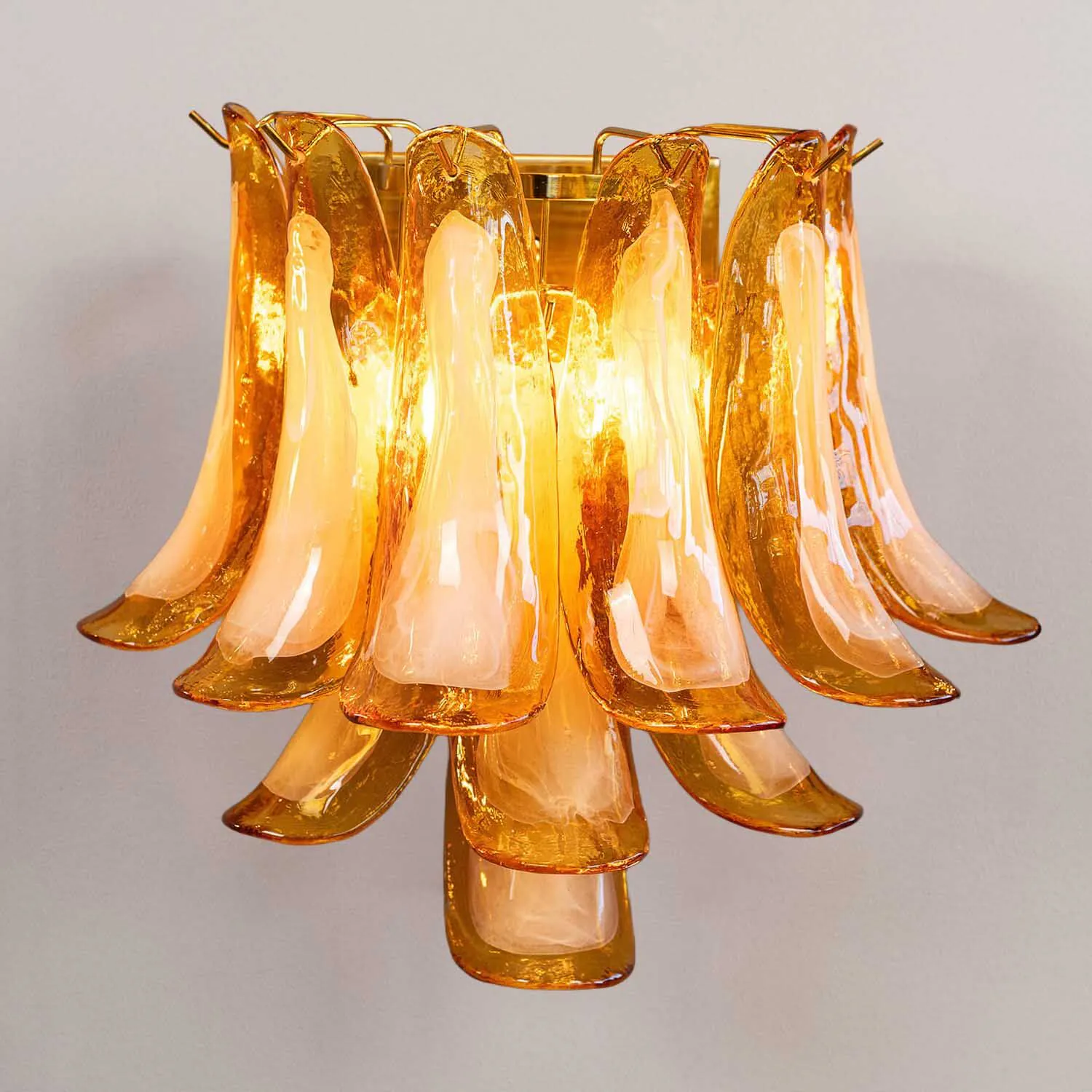 Vägglampa Kristall Bärnsten/Mässing - Livorno