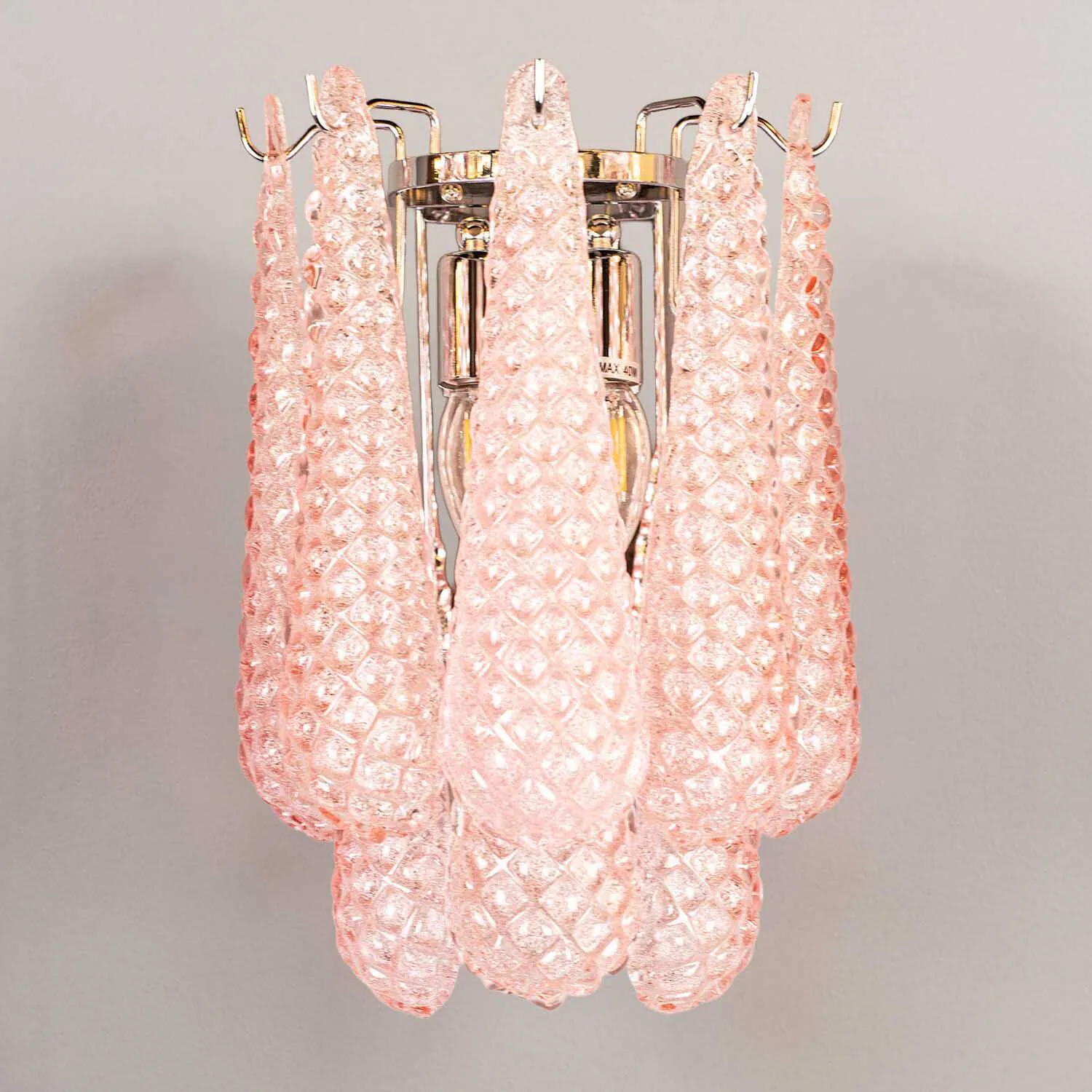Vägglampa Kristall Rosa/Krom - Neapel