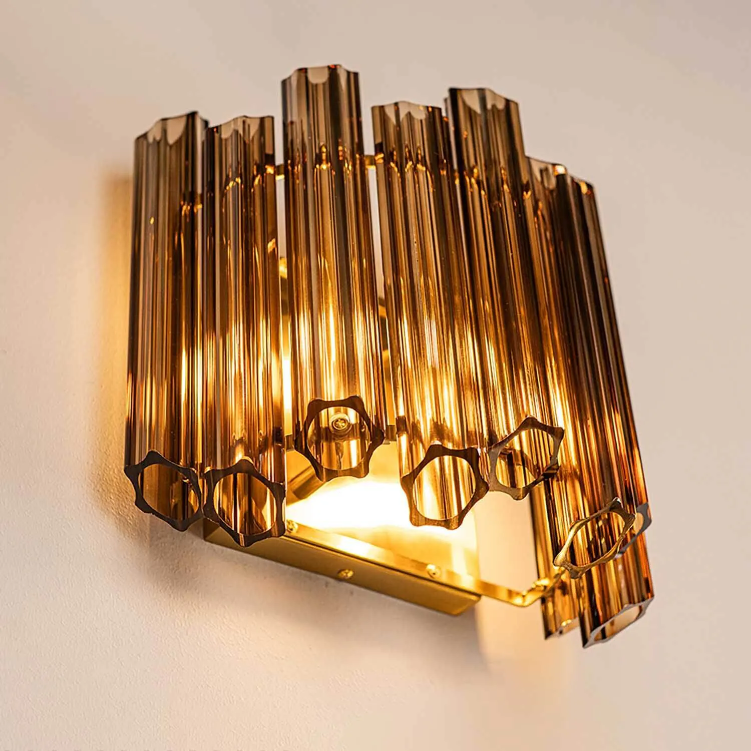 Vägglampa Kristall 33cm Cognac - Verona