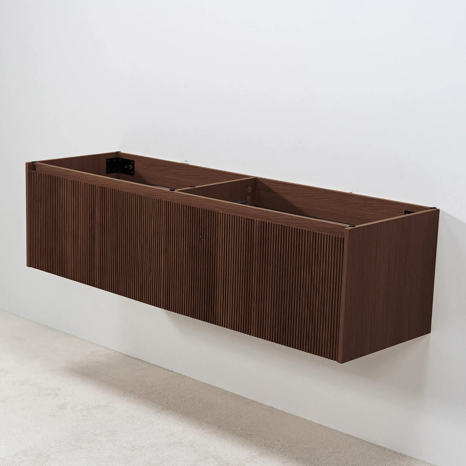 Dubbelkommod Valnöt 150cm Vit Marmor - Båstad