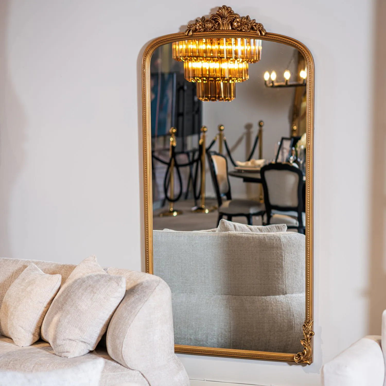 Helkroppsspegel 100x180cm Valvformad Guld Mary