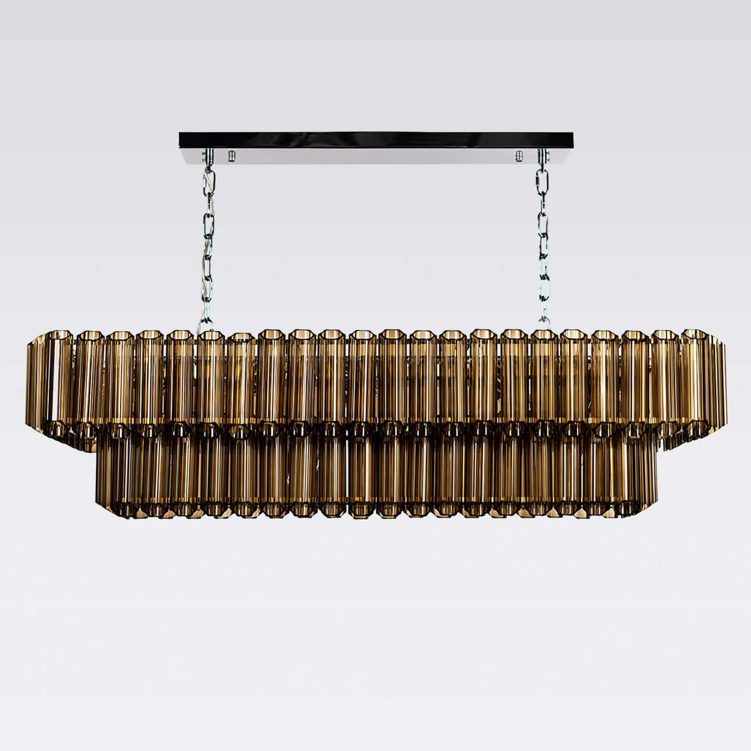 Avlång Kristallkrona 120cm Cognac/Krom - Verona