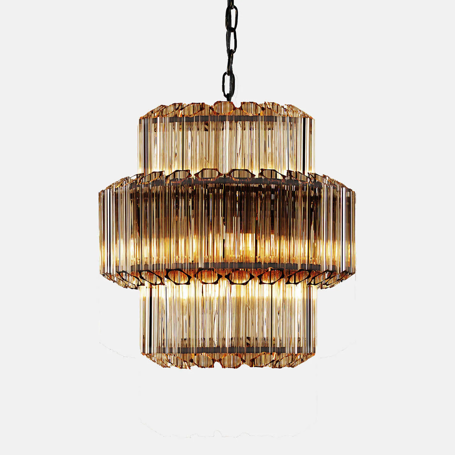 Kristallkrona Ø44cm Cognac/Krom - Verona