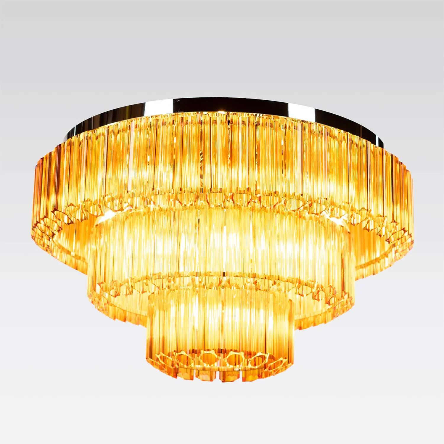 Kristallplafond 80cm Bärnsten/Krom - Verona