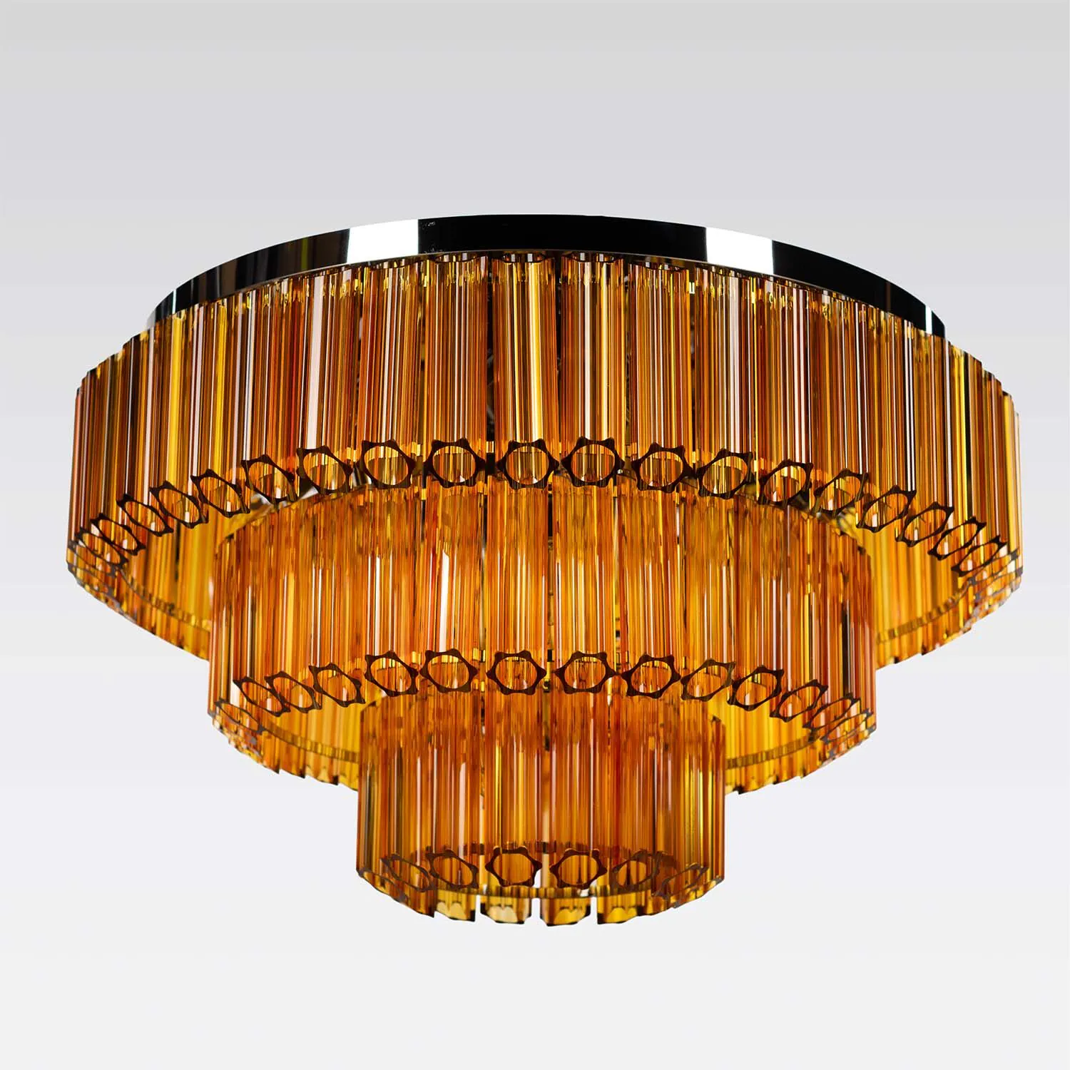 Kristallplafond 80cm Bärnsten/Krom - Verona