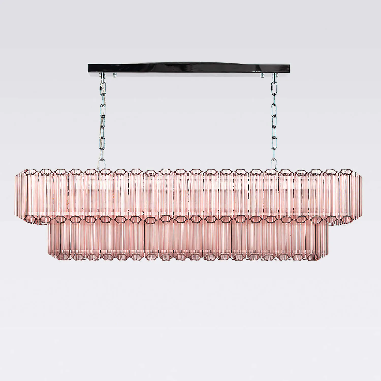 Avlång Kristallkrona 120cm Rosa/Krom - Verona