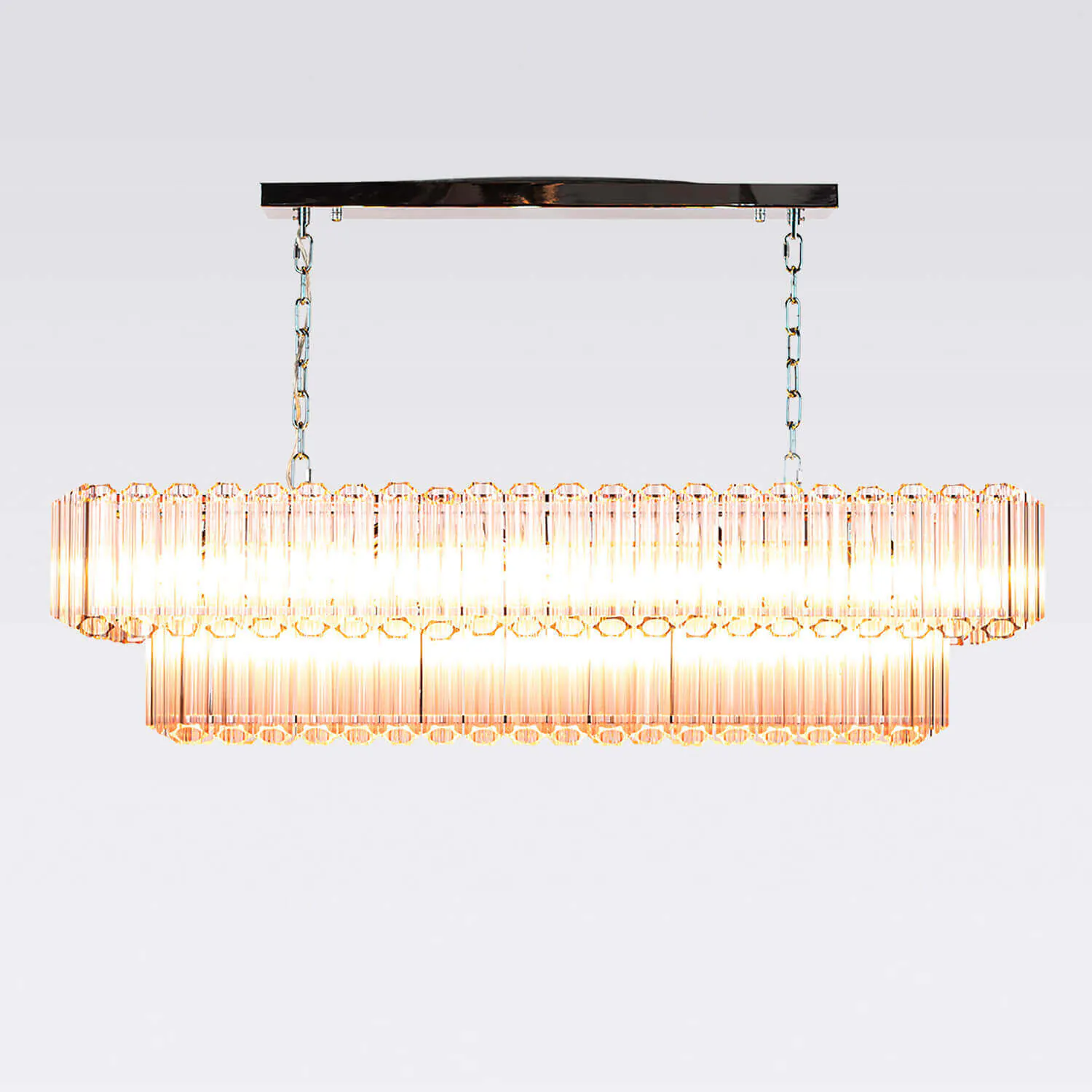 Avlång Kristallkrona 120cm Rosa/Krom - Verona