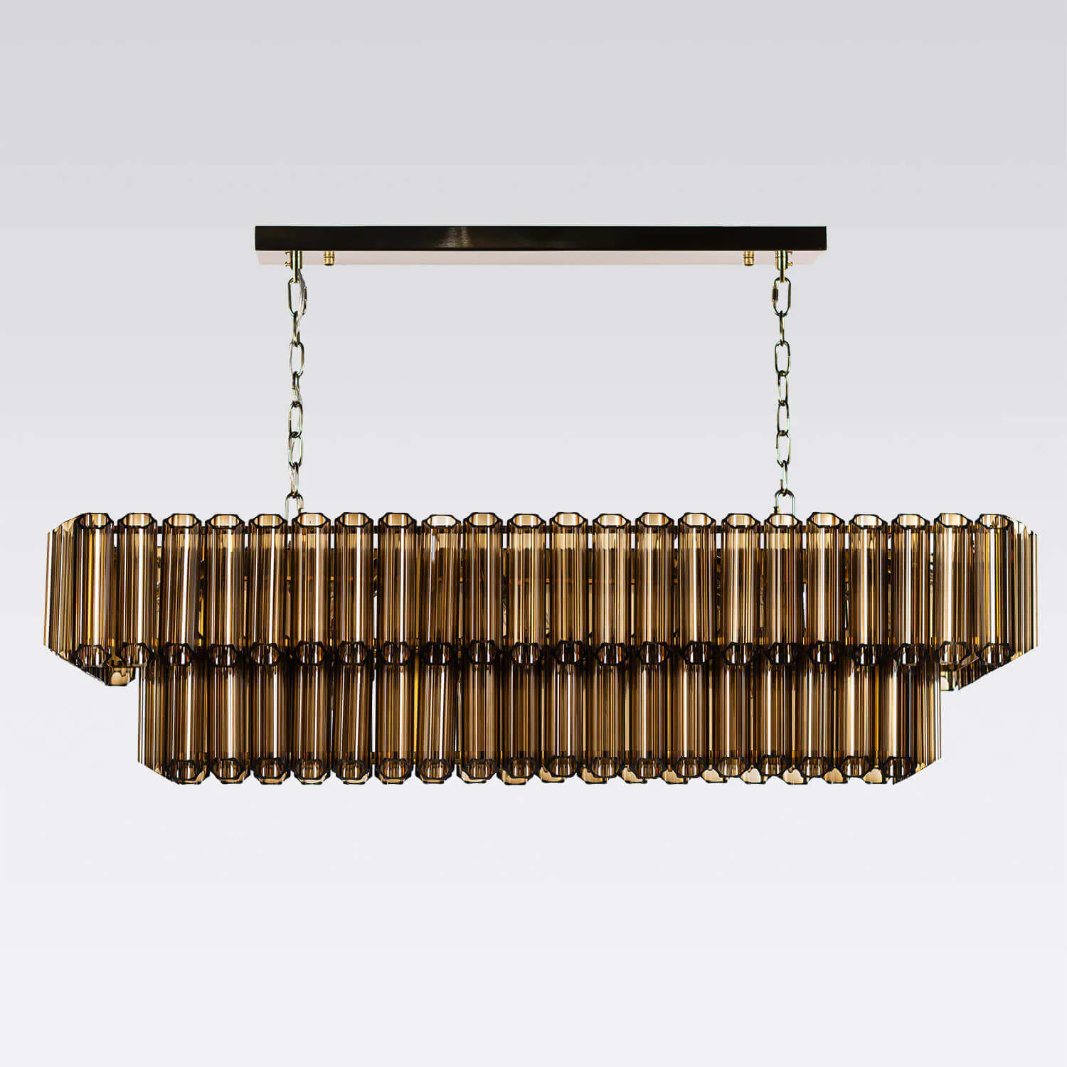 Avlång Kristallkrona 120cm Cognac/Mässing - Verona
