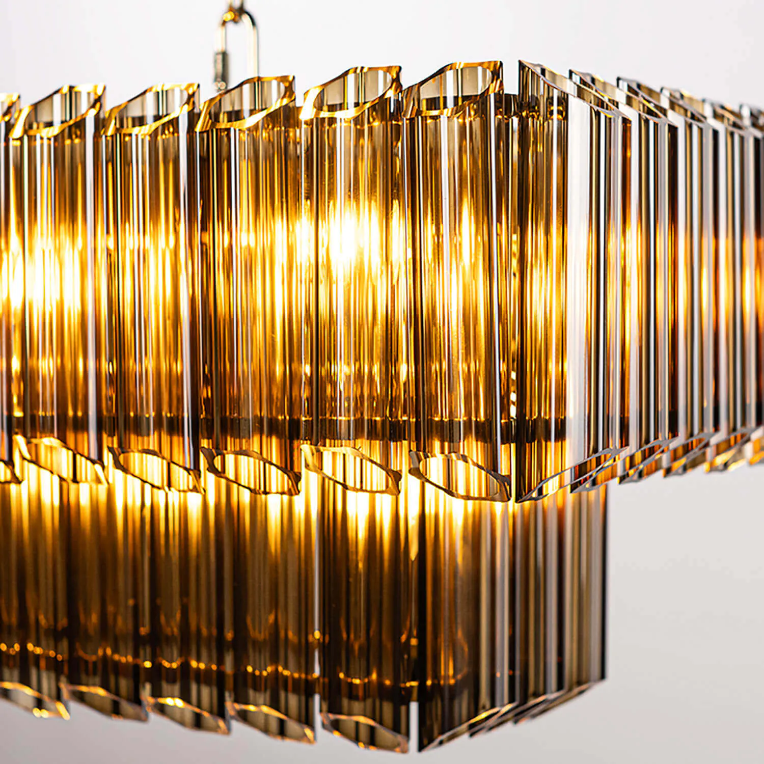 Avlång Kristallkrona 120cm Cognac/Mässing - Verona