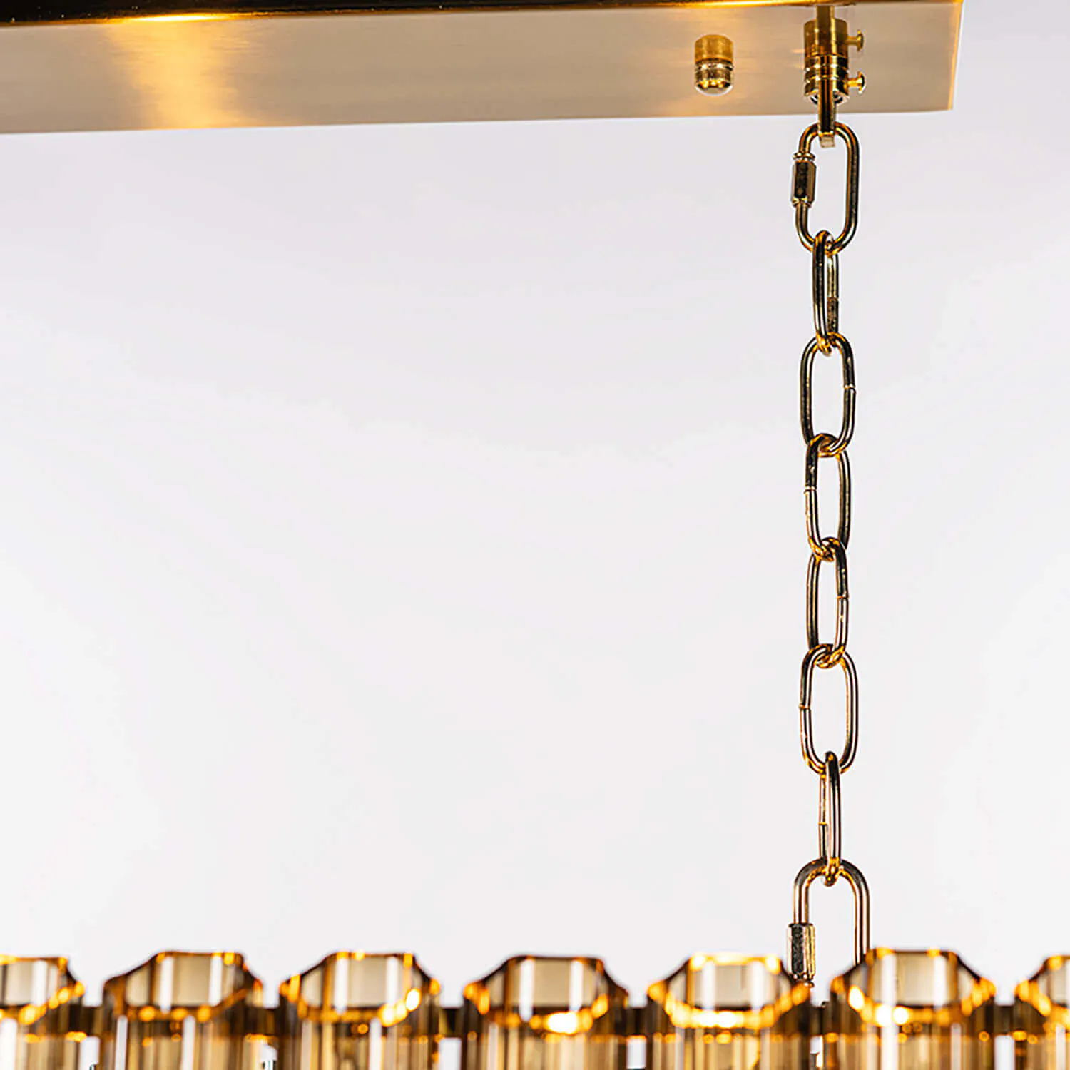 Avlång Kristallkrona 120cm Cognac/Mässing - Verona
