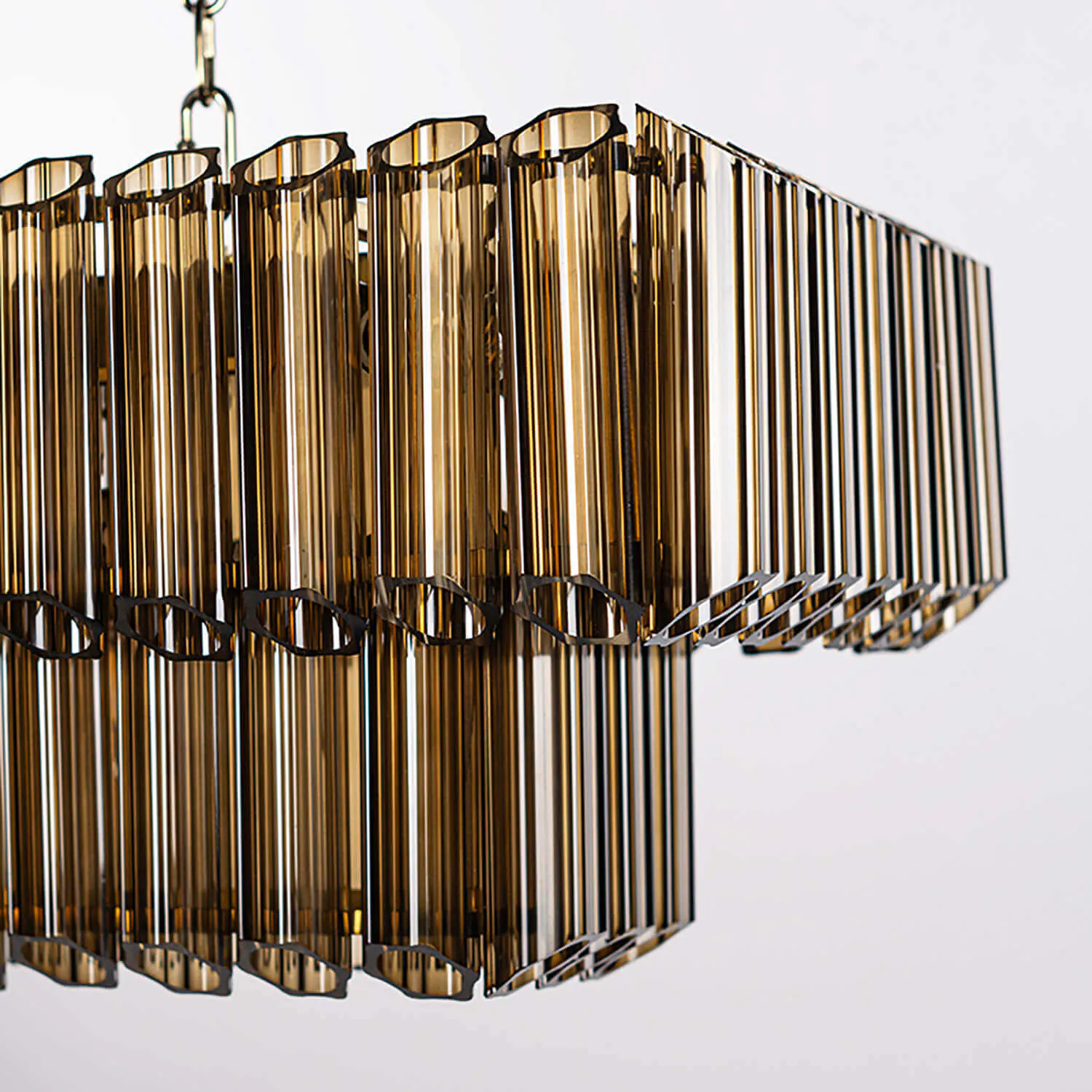 Avlång Kristallkrona 120cm Cognac/Mässing - Verona