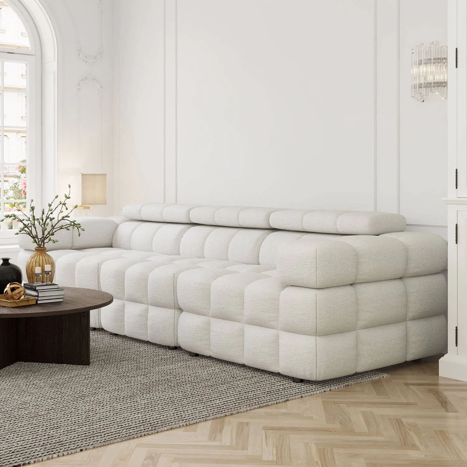 Soffa 3-sits 285cm Vit  - Paris