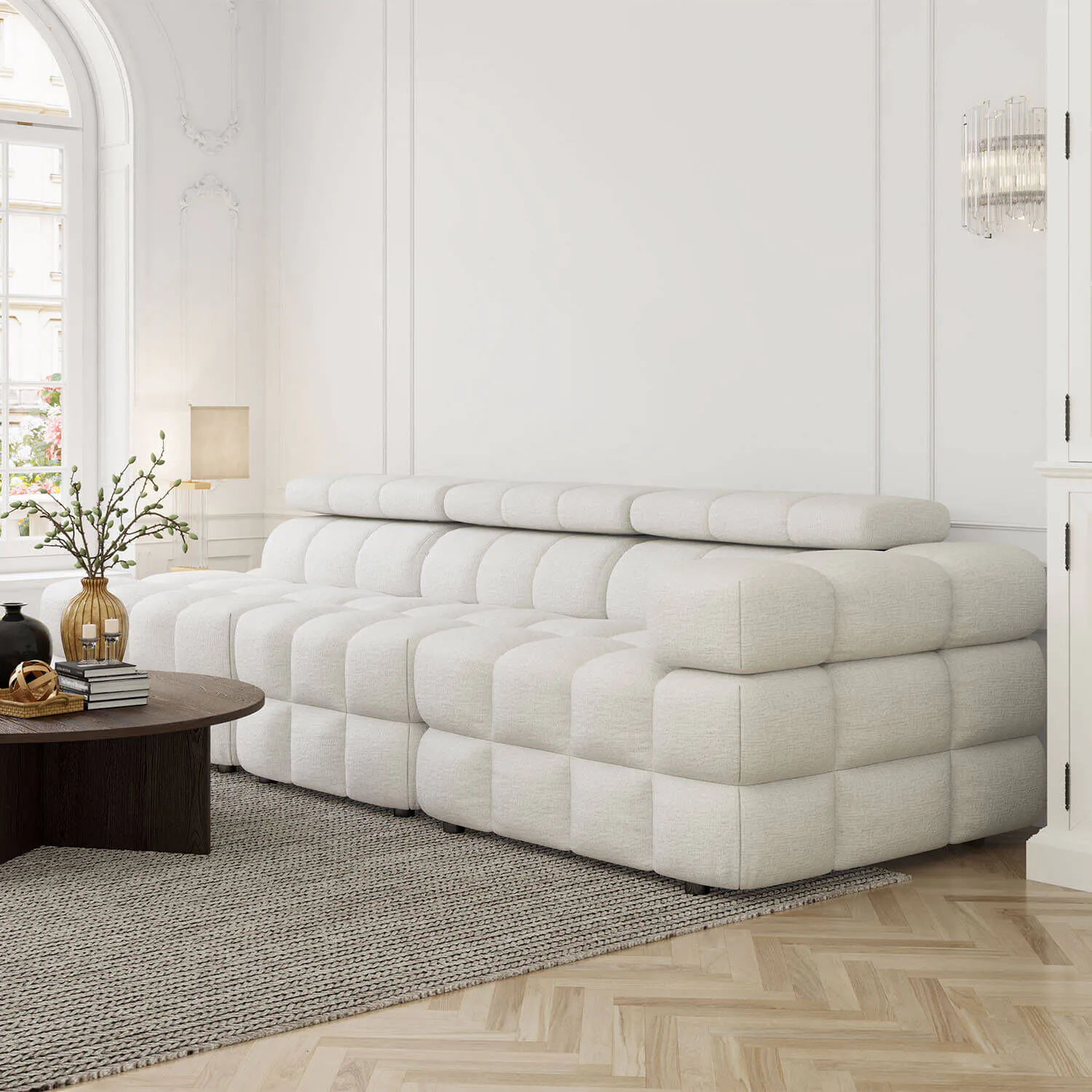 Soffa 3-sits 288cm Vit Armstöd Höger - Paris