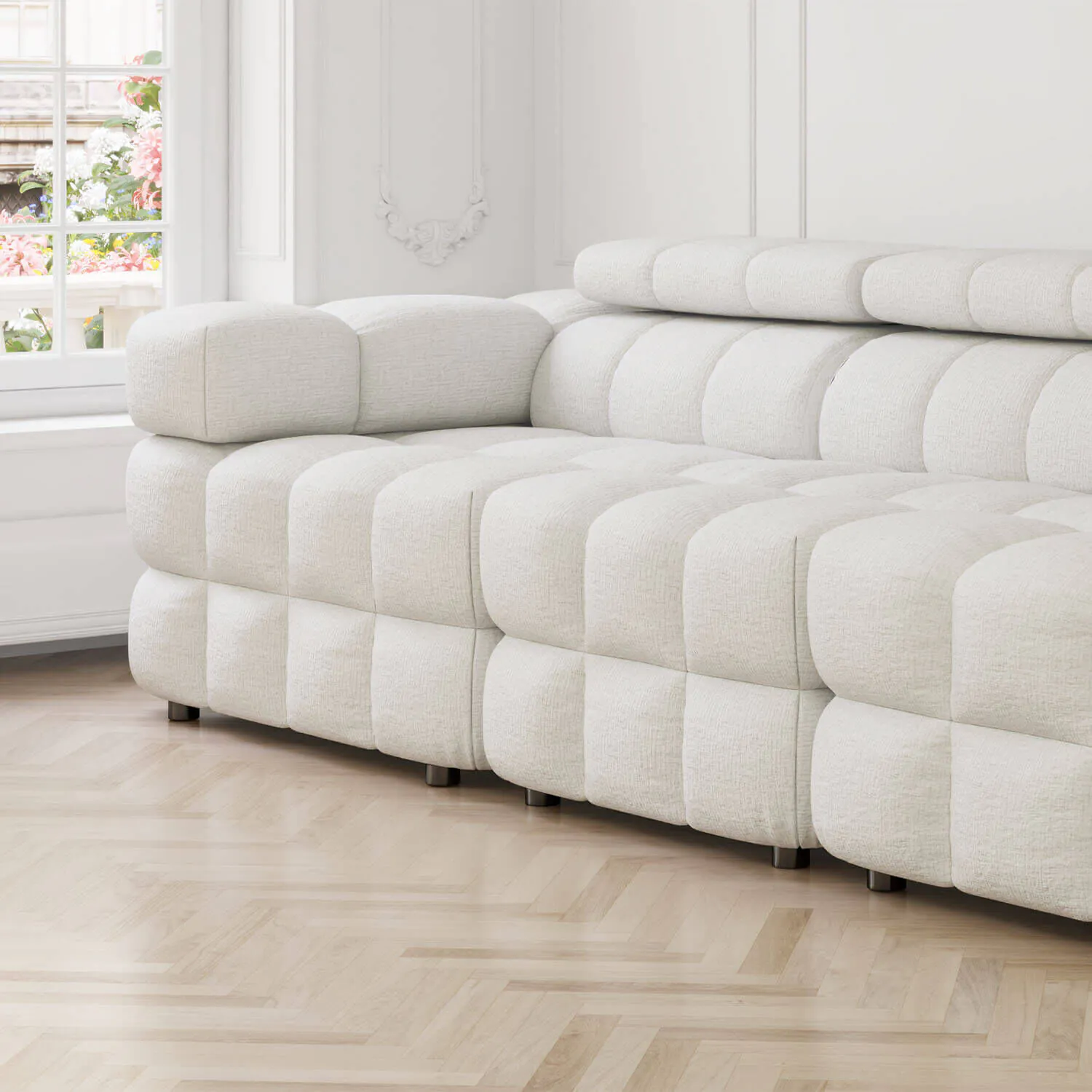 Soffa 3-sits 288cm Vit Armstöd Vänster - Paris