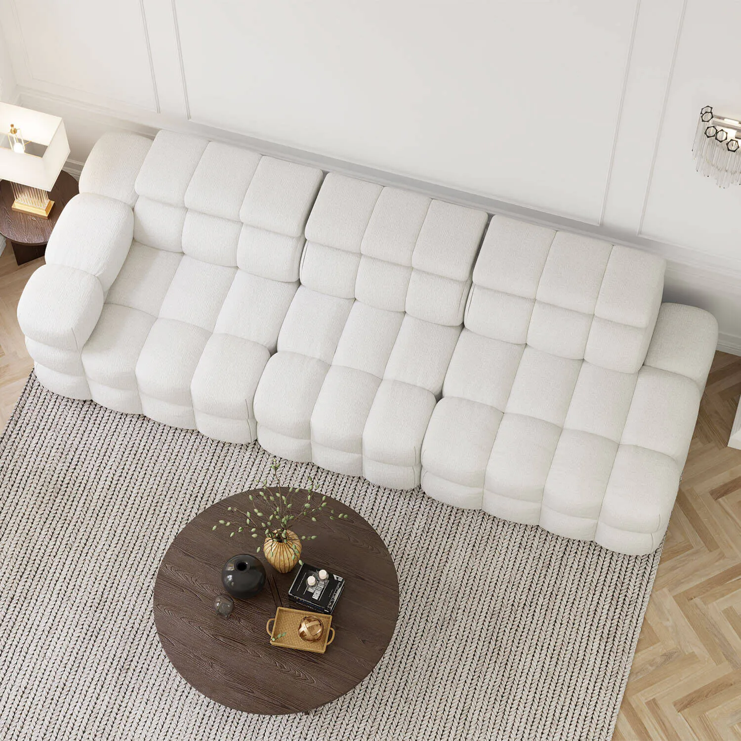 Soffa 3-sits 288cm Vit Armstöd Vänster - Paris