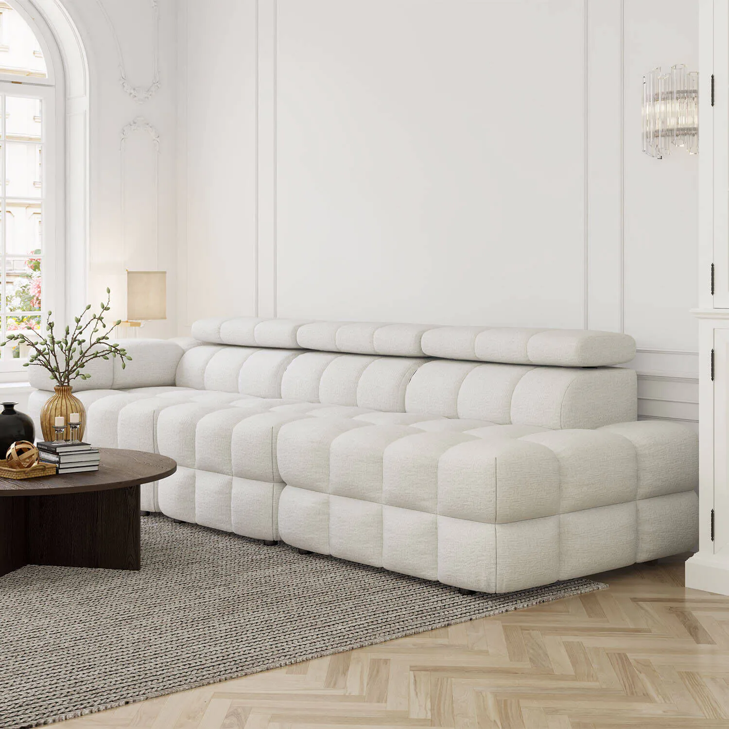 Soffa 3-sits 288cm Vit Armstöd Vänster - Paris