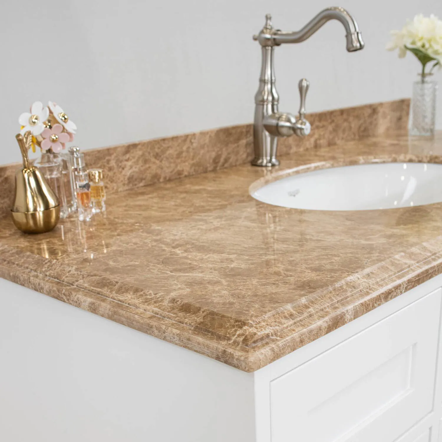 Kommod Badrum 120cm Colorado Vit - Beige Marmor