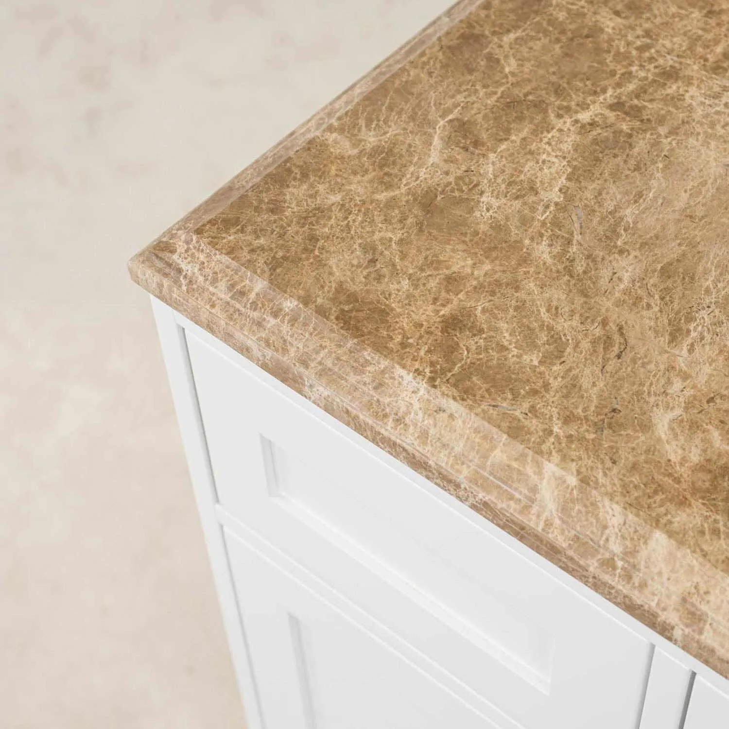 Kommod Badrum 120cm Colorado Vit - Beige Marmor