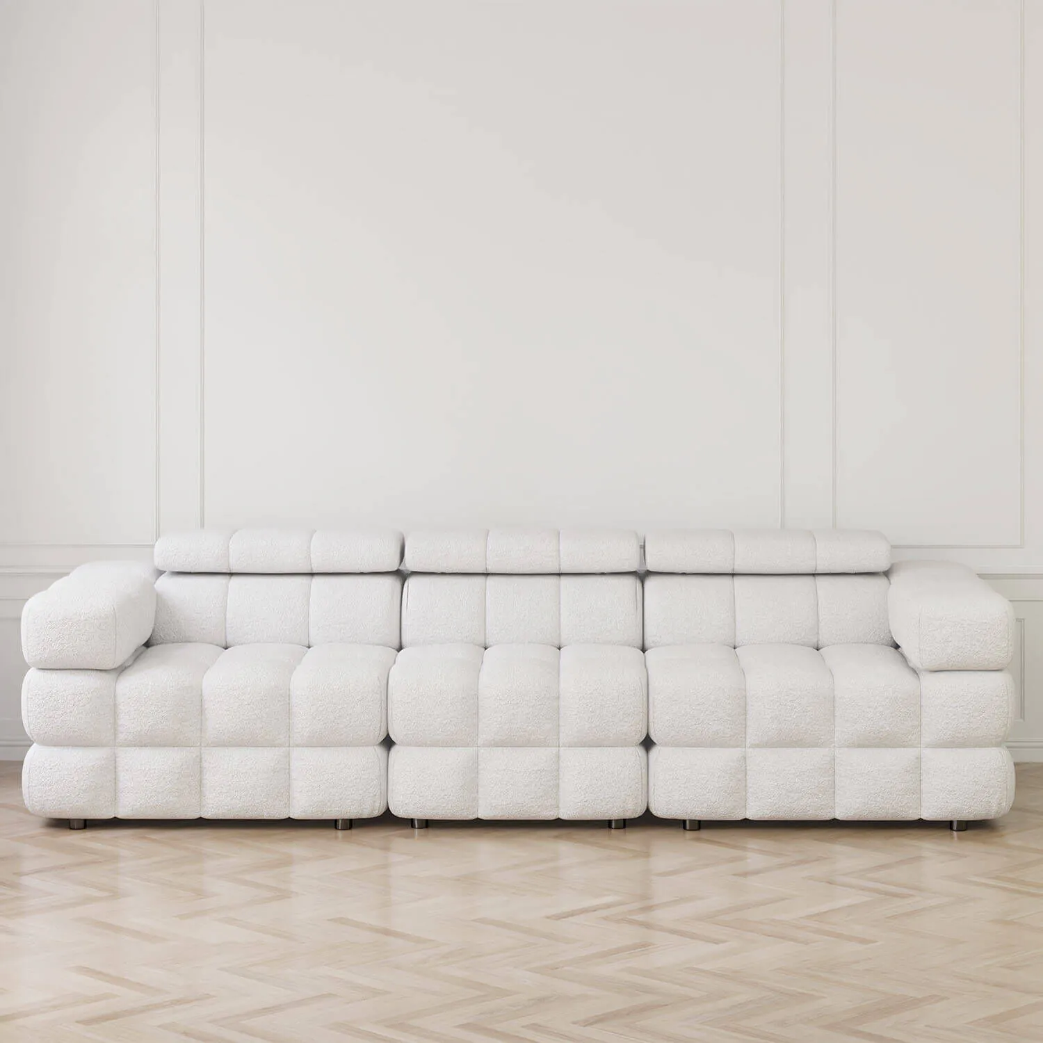Soffa 3-sits 285cm Vit Boucle  - Paris