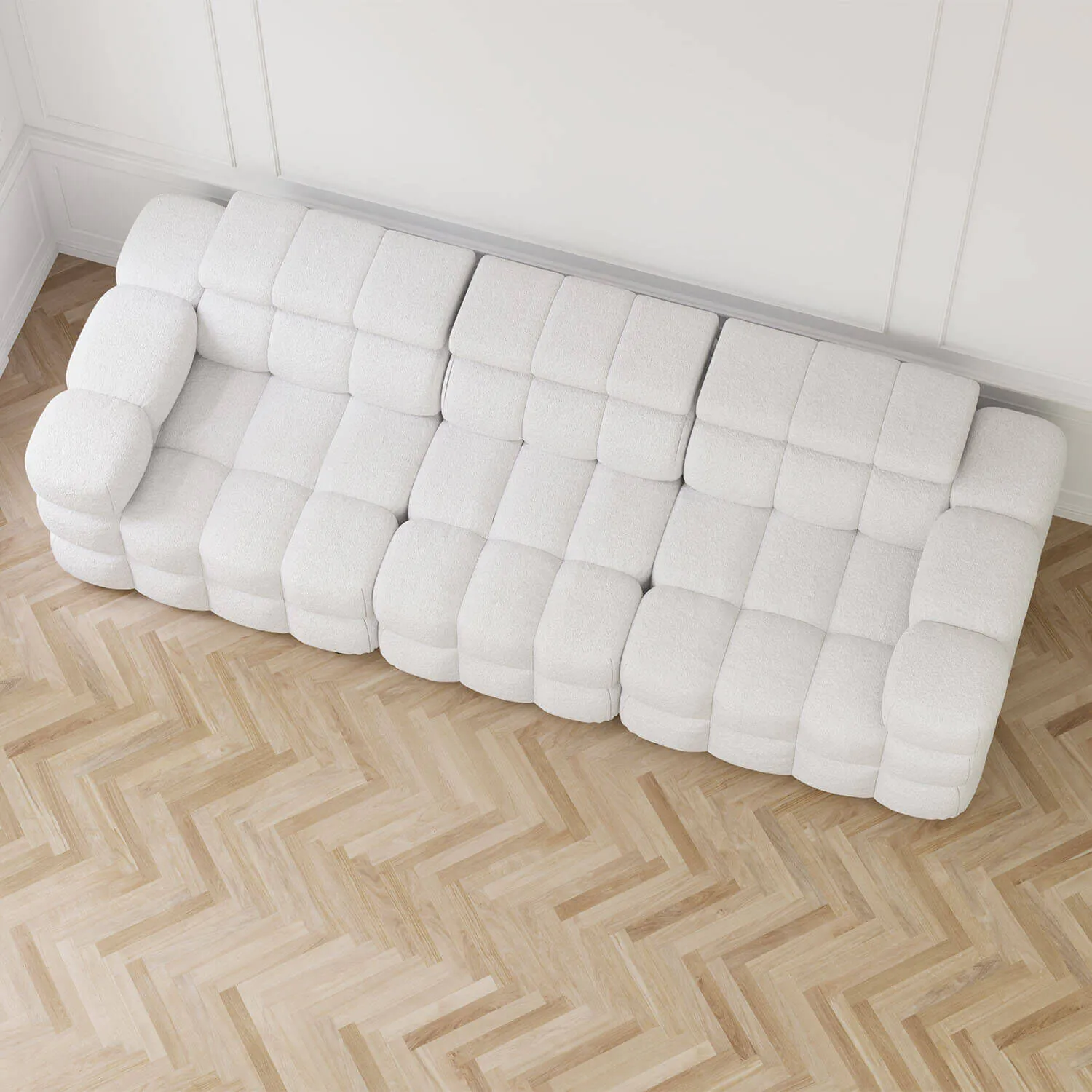 Soffa 3-sits 285cm Vit Boucle  - Paris