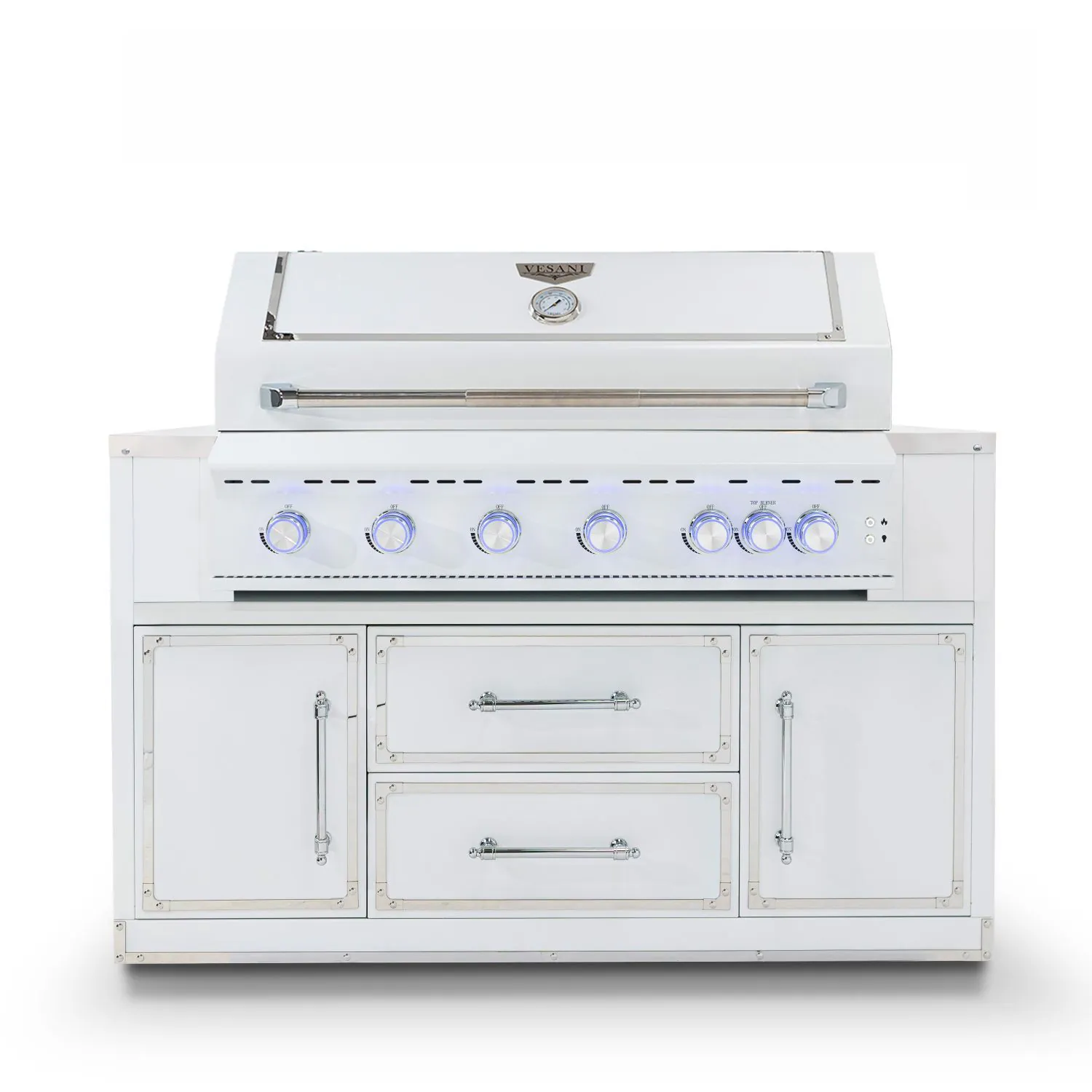 Gasolgrill Vit Rostfritt Stål 162cm - Monte Carlo