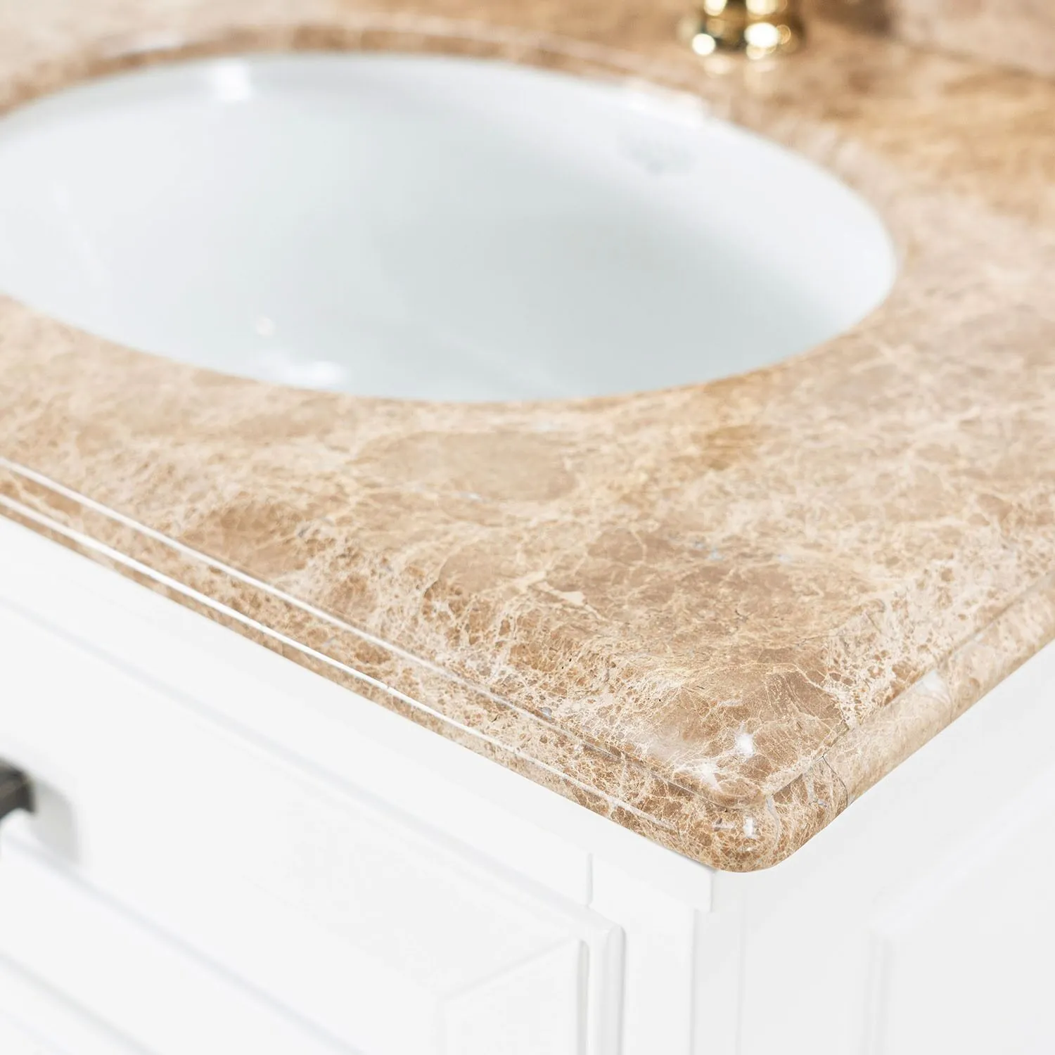Kommod Badrum 60cm Vit Wyoming - Beige Marmor