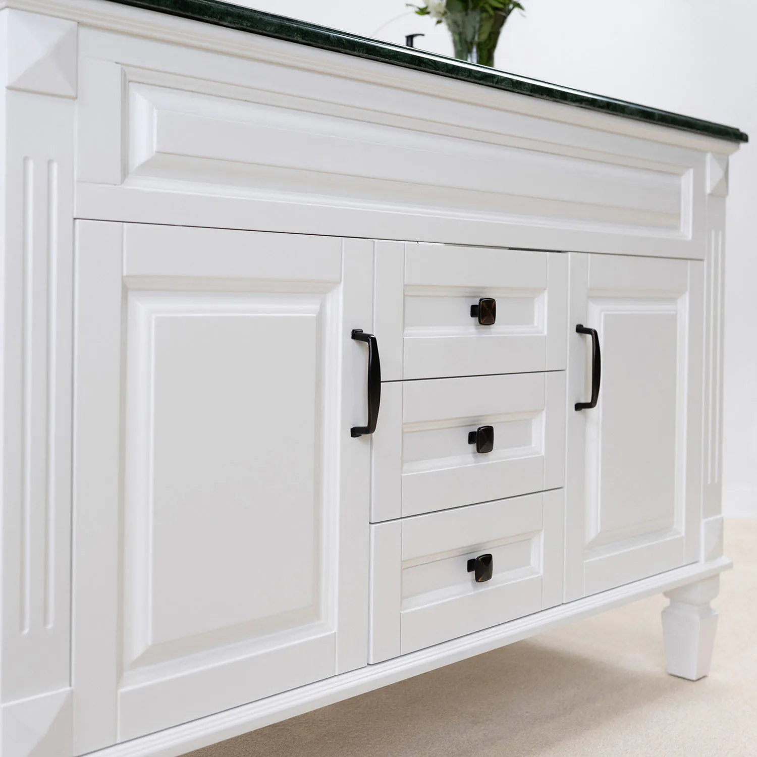Kommod Badrum 120cm Nashville Vit - Grön Marmor