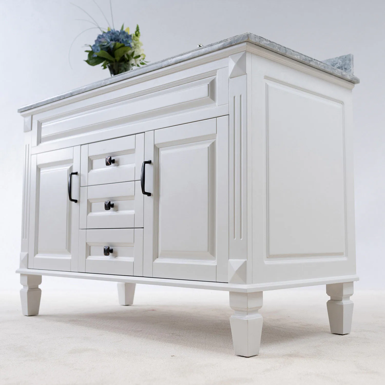 Kommod Badrum 120cm Nashville Vit - Blå Marmor
