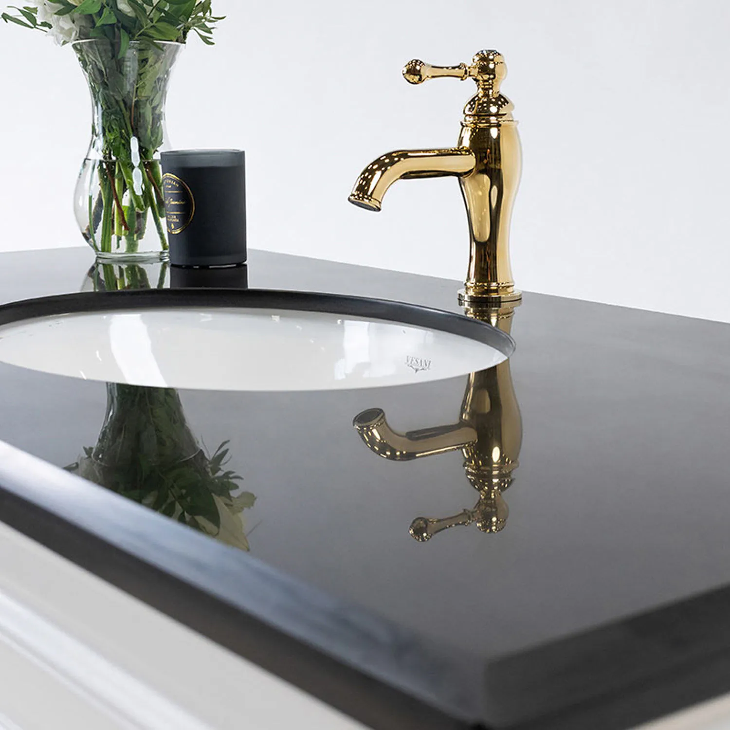 Kommod Badrum 120cm Nashville Vit - Svart Granit