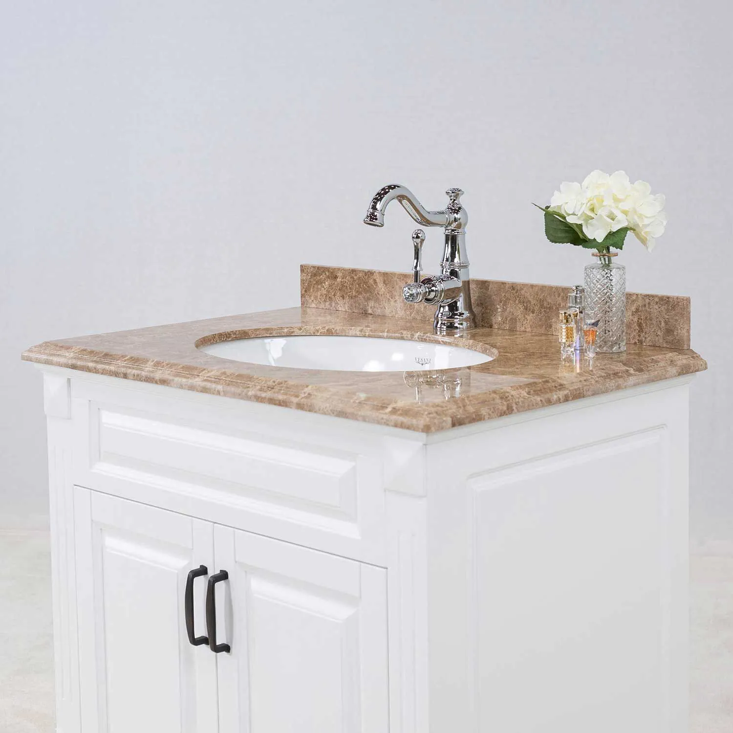 Kommod Badrum 80cm Nashville Vit - Beige Marmor