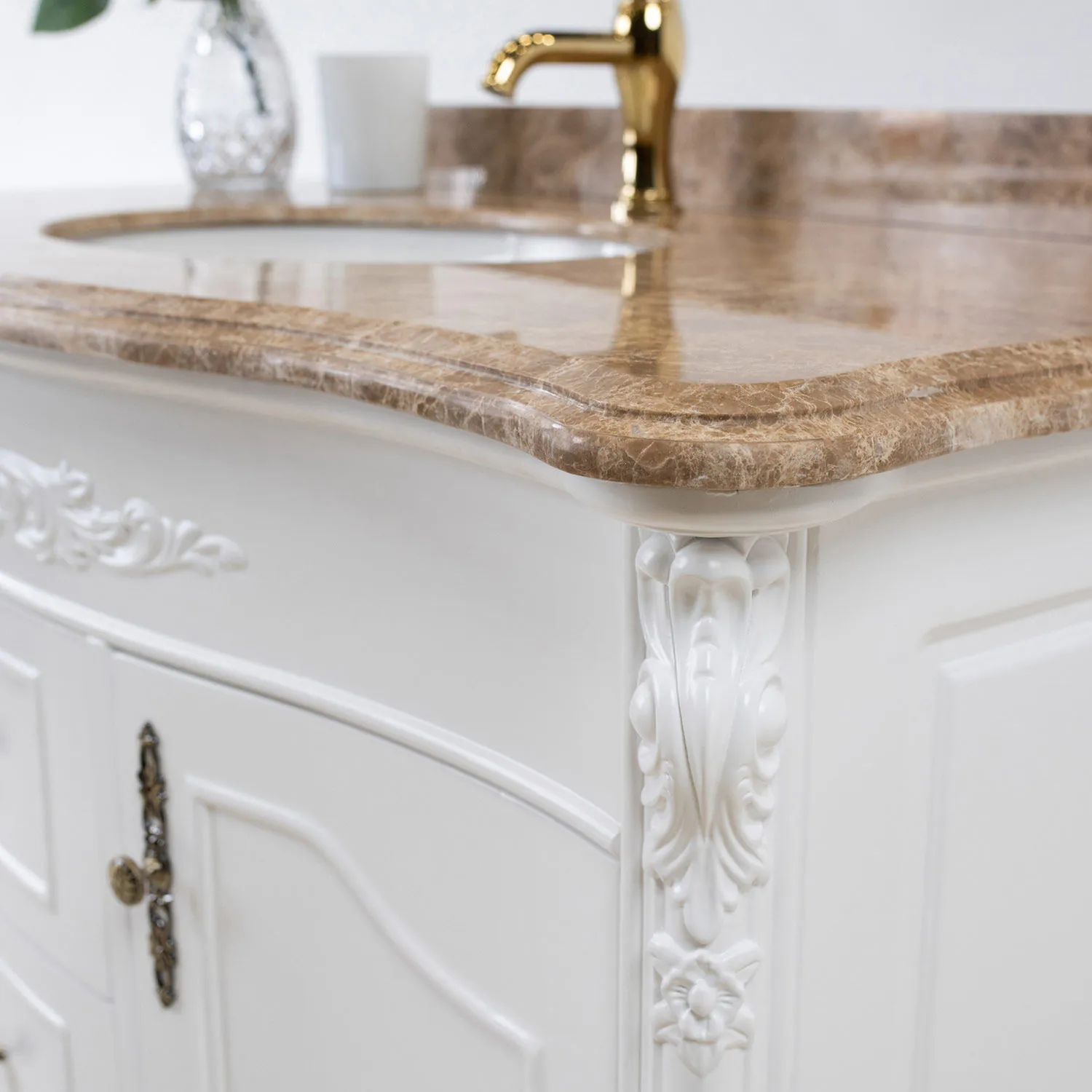 Kommod Badrum 120cm Ottawa Vit - Beige Marmor
