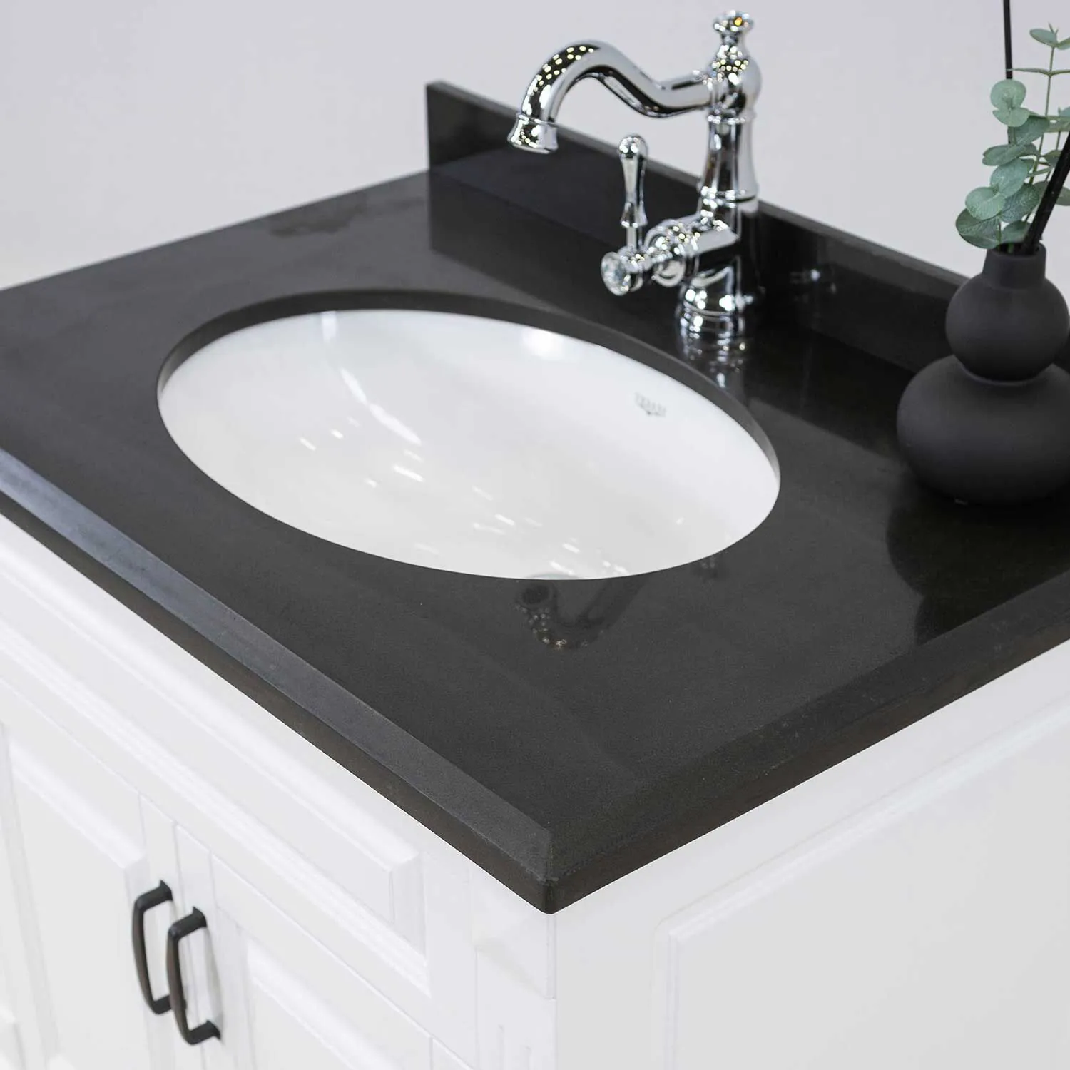 Kommod Badrum 80cm Nashville Vit - Svart Granit