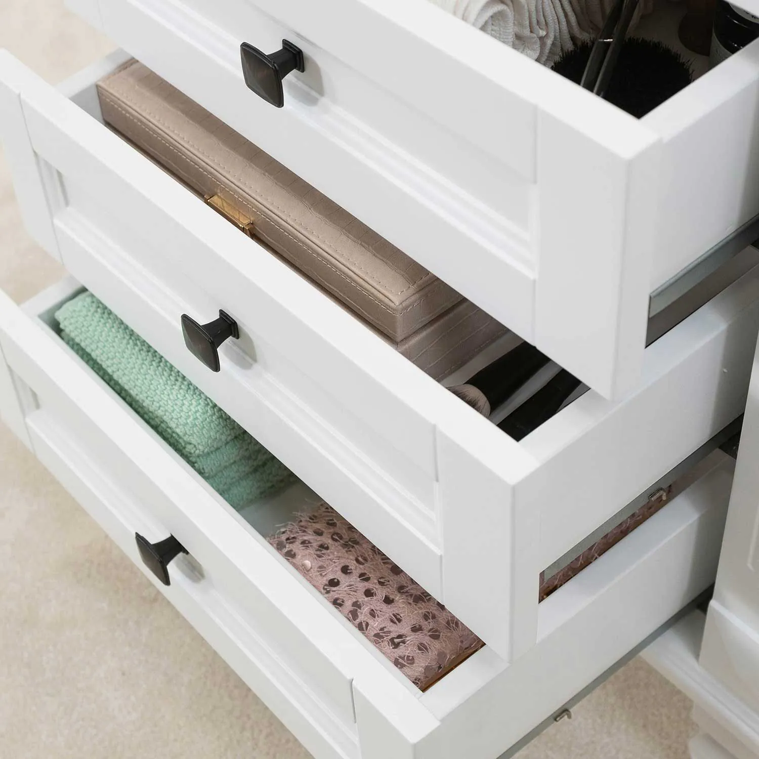 Kommod Badrum 60cm Nashville Vit - Beige Marmor