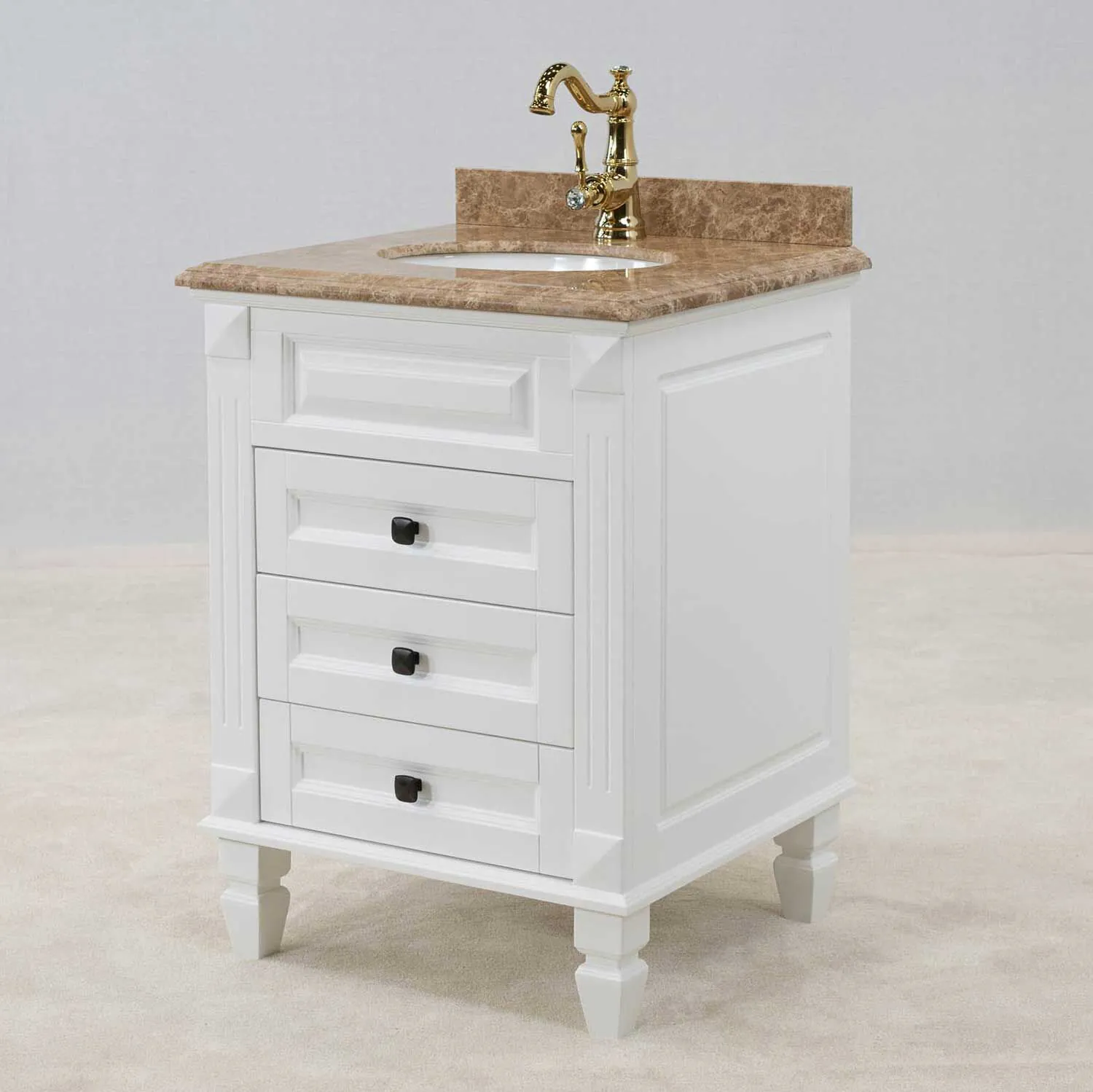 Kommod Badrum 60cm Nashville Vit - Beige Marmor