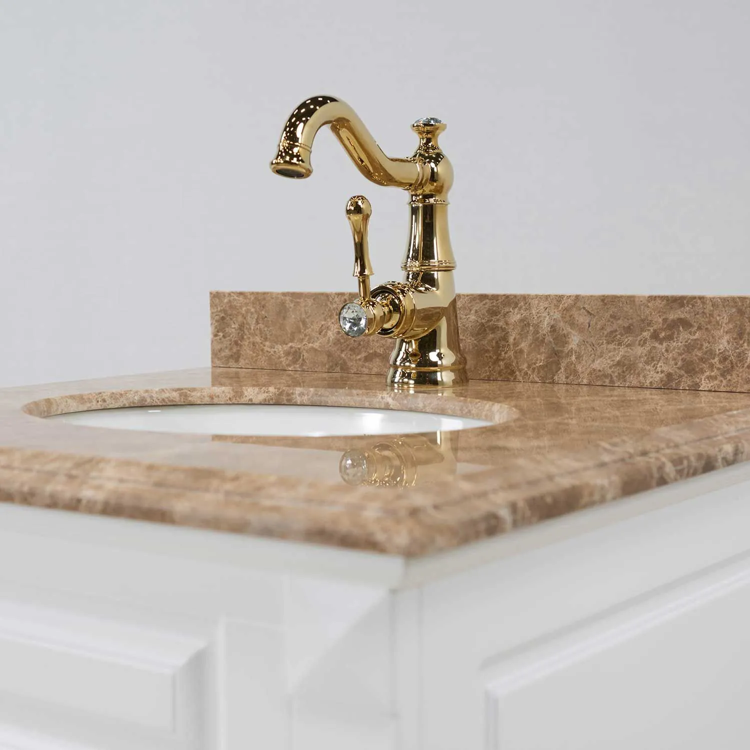 Kommod Badrum 60cm Nashville Vit - Beige Marmor