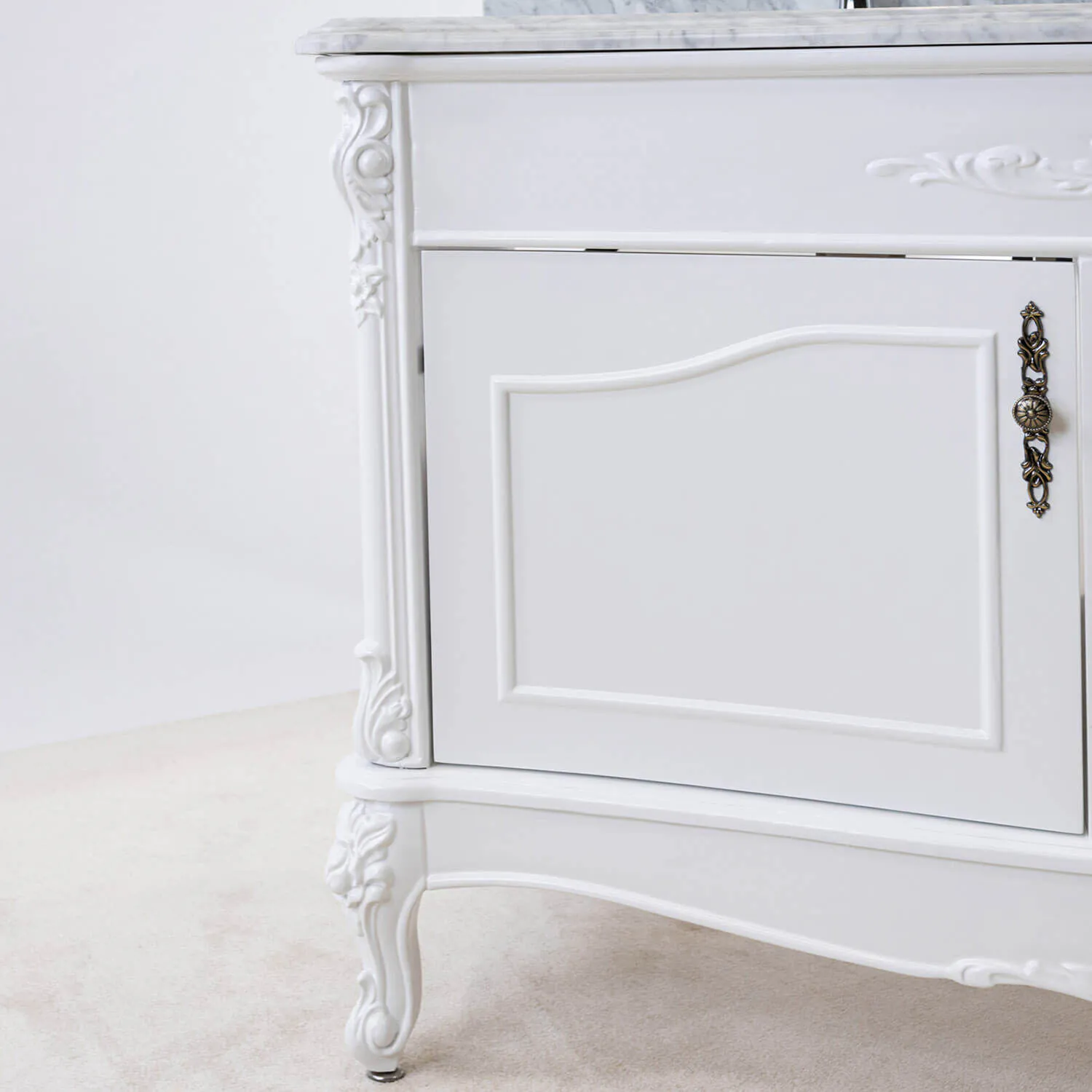 Dubbelhandfat Kommod 160cm Ottawa Vit - Vit Marmor