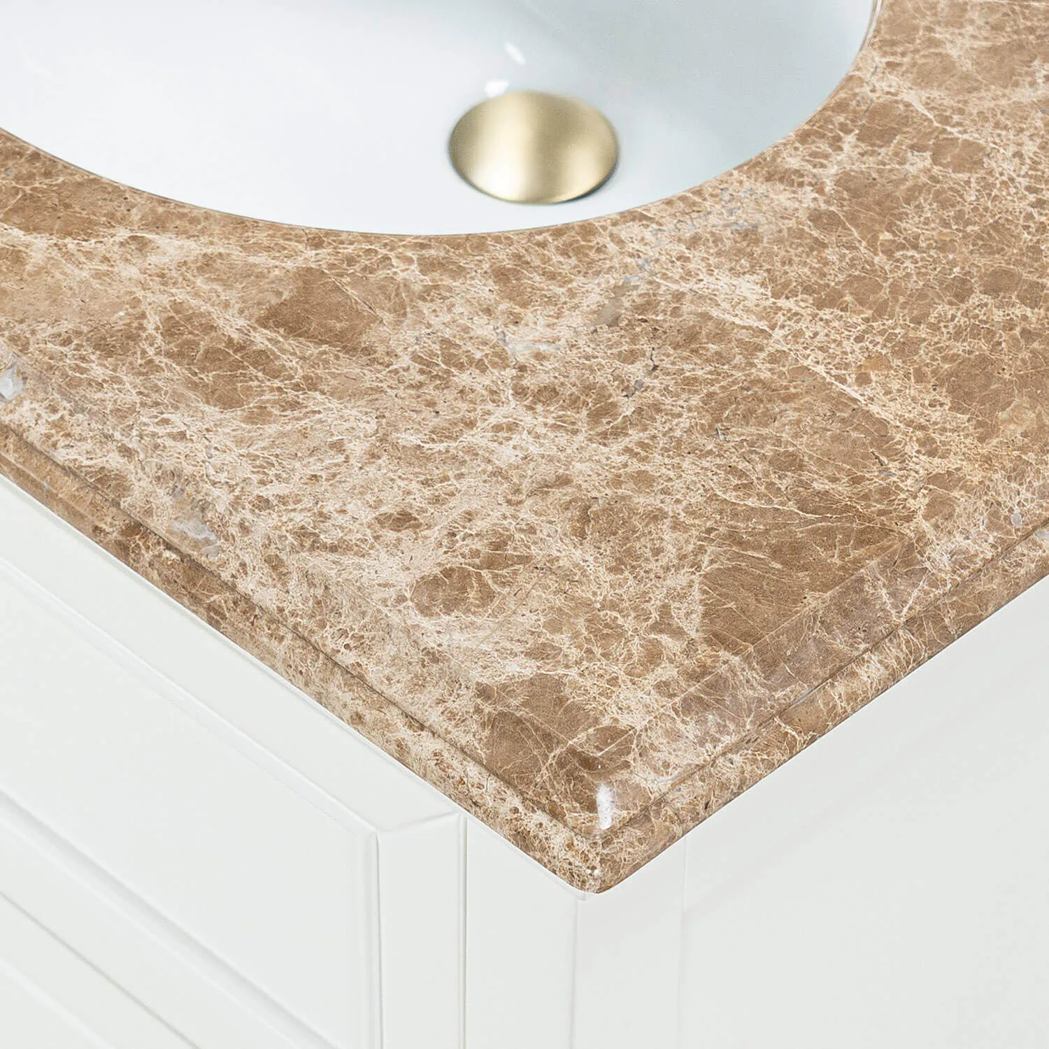 Kommod Badrum 80cm Utah Vit - Beige Marmor
