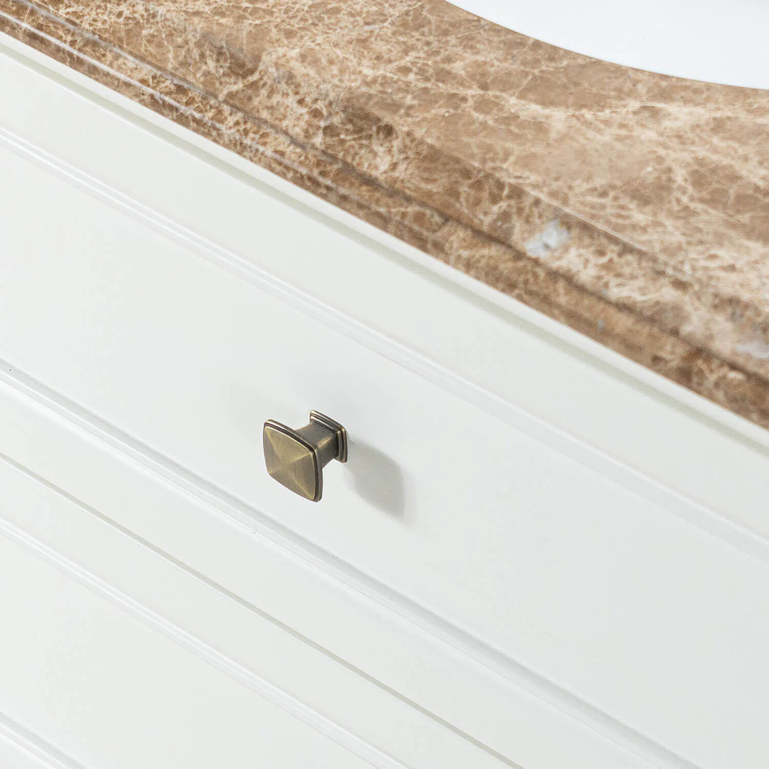 Kommod Badrum 80cm Utah Vit - Beige Marmor