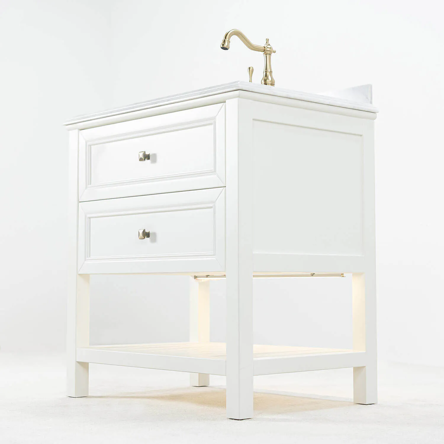 Kommod Badrum 80cm Utah Vit - Vit Marmor
